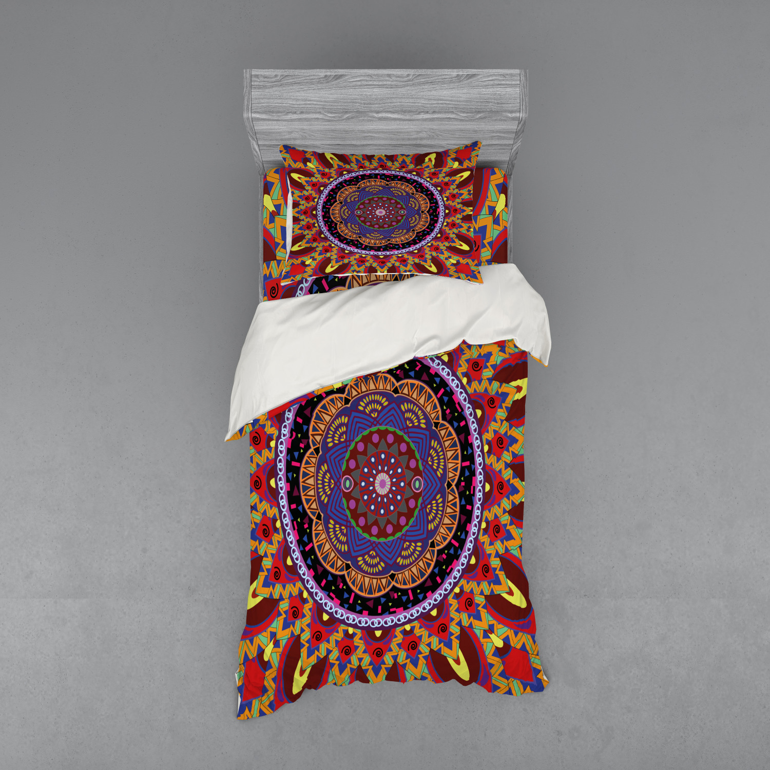 Ambesonne Mandala Bedding Set Duvet Cover Sham Fitted Sheet in 3 Sizes