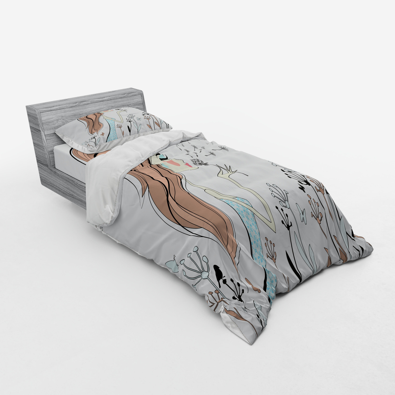 Ambesonne Retro Scene Bedding Set Duvet Cover Sham Fitted Sheet in 3 Sizes - Picture 58 of 244