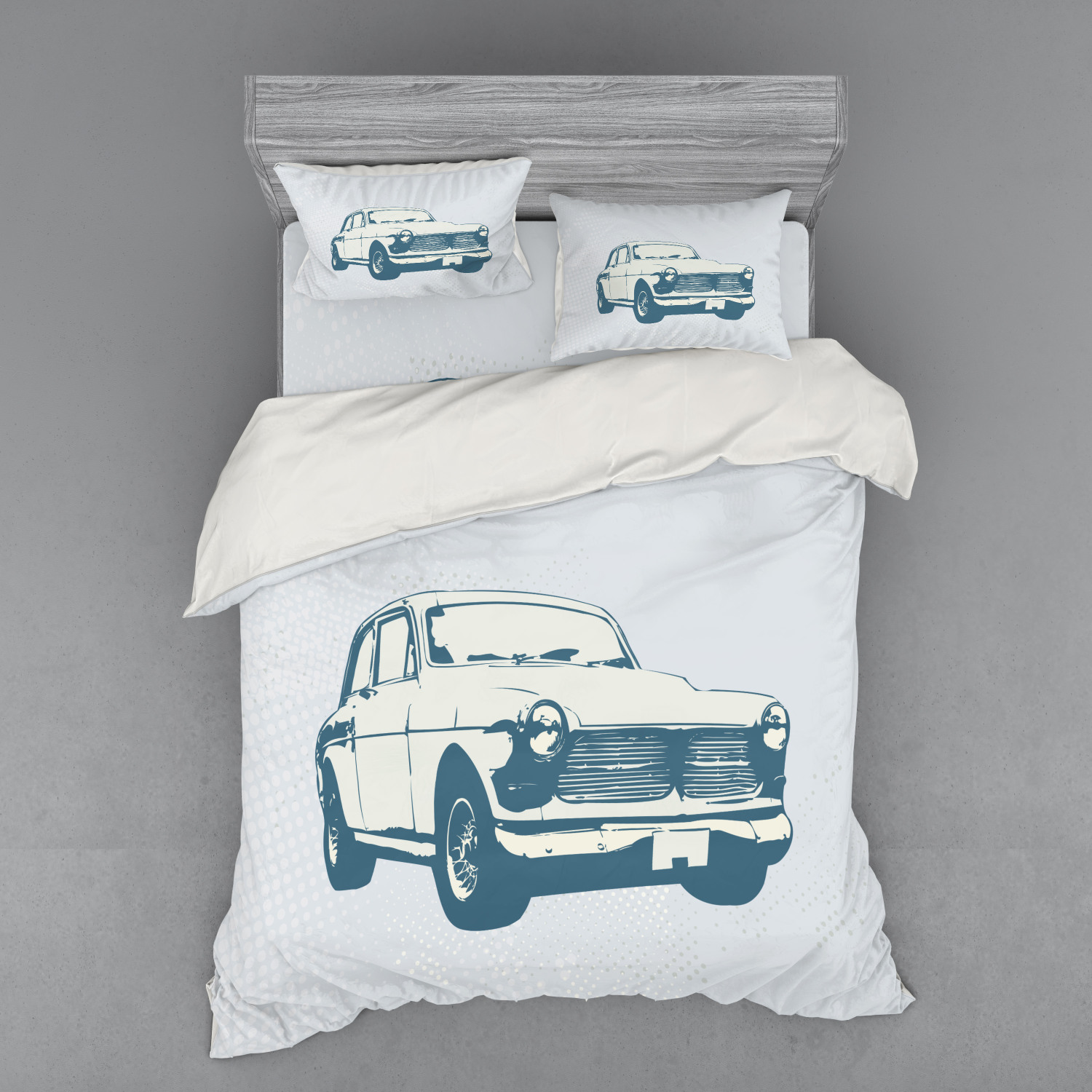 Ambesonne Retro Scene Bedding Set Duvet Cover Sham Fitted Sheet in 3 Sizes - Picture 215 of 244