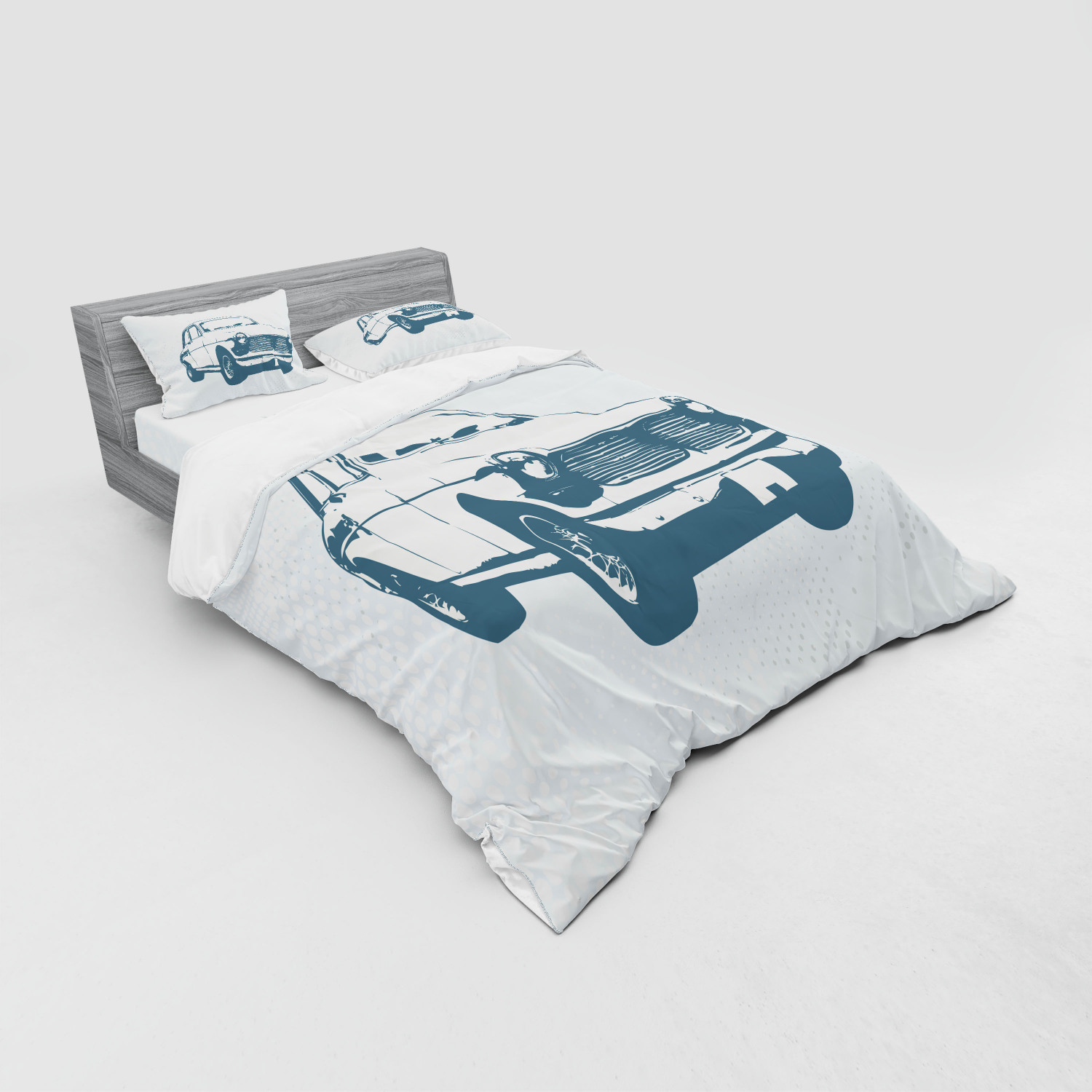 Ambesonne Retro Scene Bedding Set Duvet Cover Sham Fitted Sheet in 3 Sizes - Picture 216 of 244