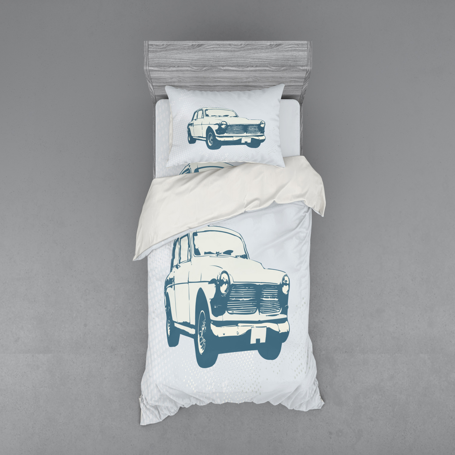 Ambesonne Retro Scene Bedding Set Duvet Cover Sham Fitted Sheet in 3 Sizes - Picture 213 of 244