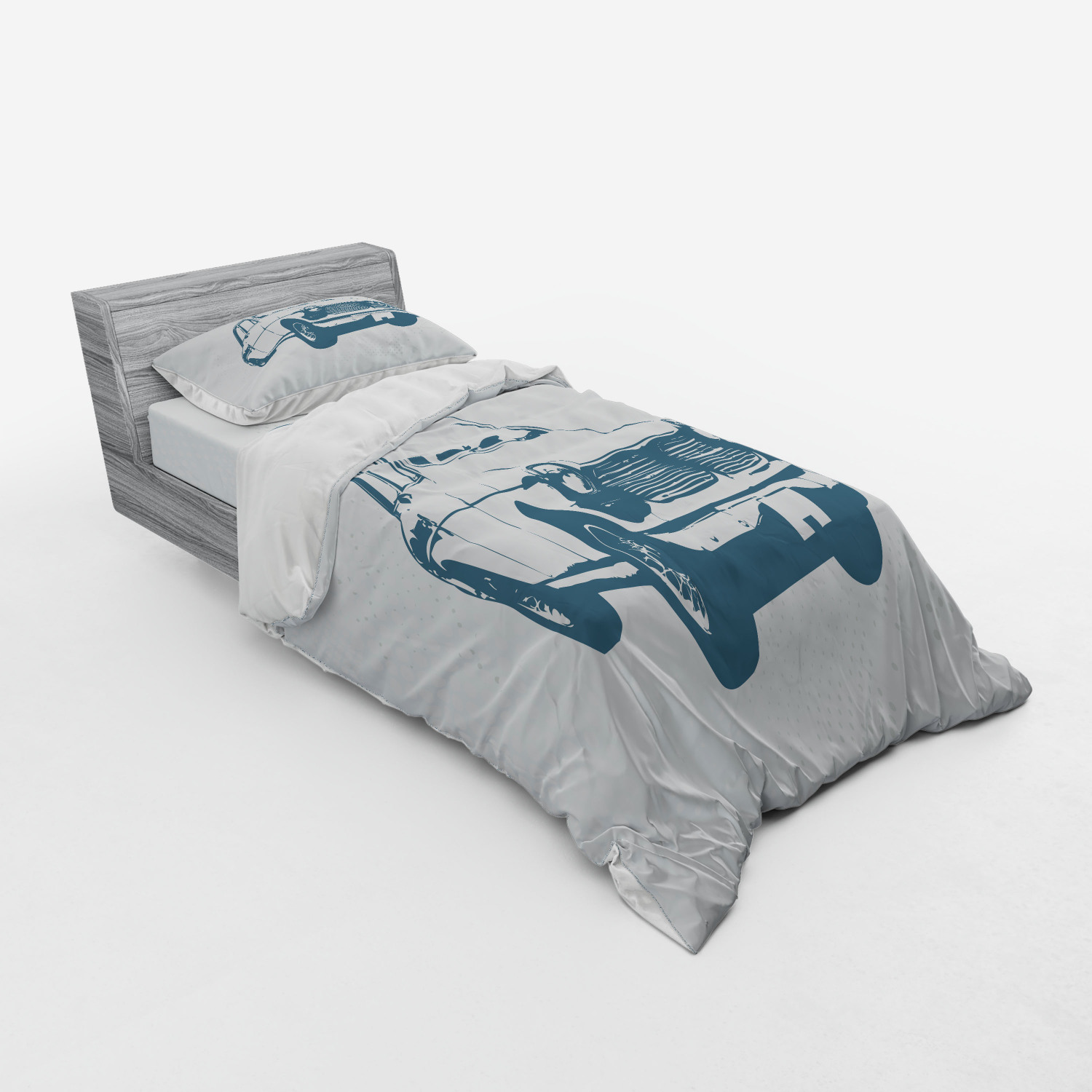 Ambesonne Retro Scene Bedding Set Duvet Cover Sham Fitted Sheet in 3 Sizes - Picture 214 of 244