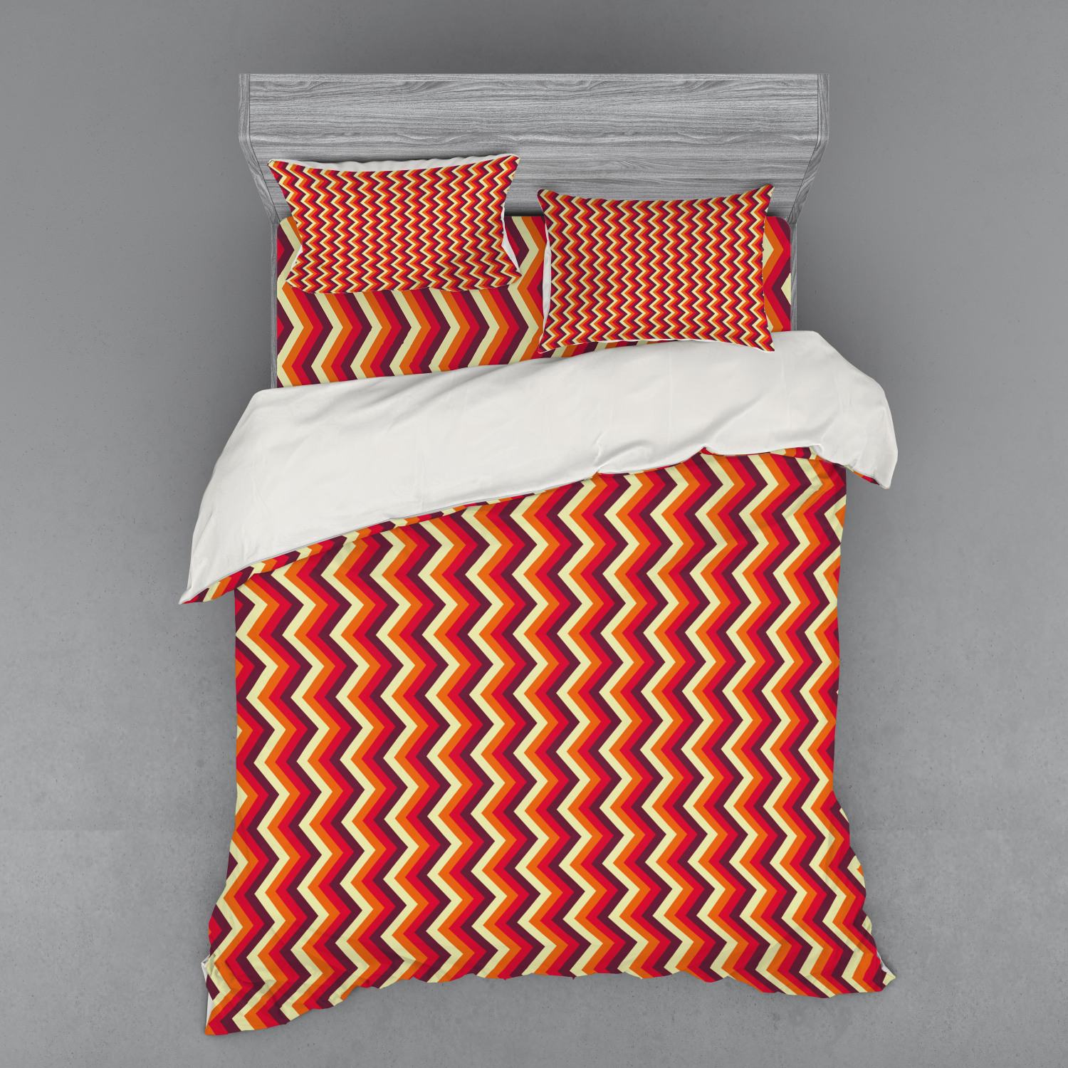 Ambesonne Retro Scene Bedding Set Duvet Cover Sham Fitted Sheet in 3 Sizes - Picture 243 of 244