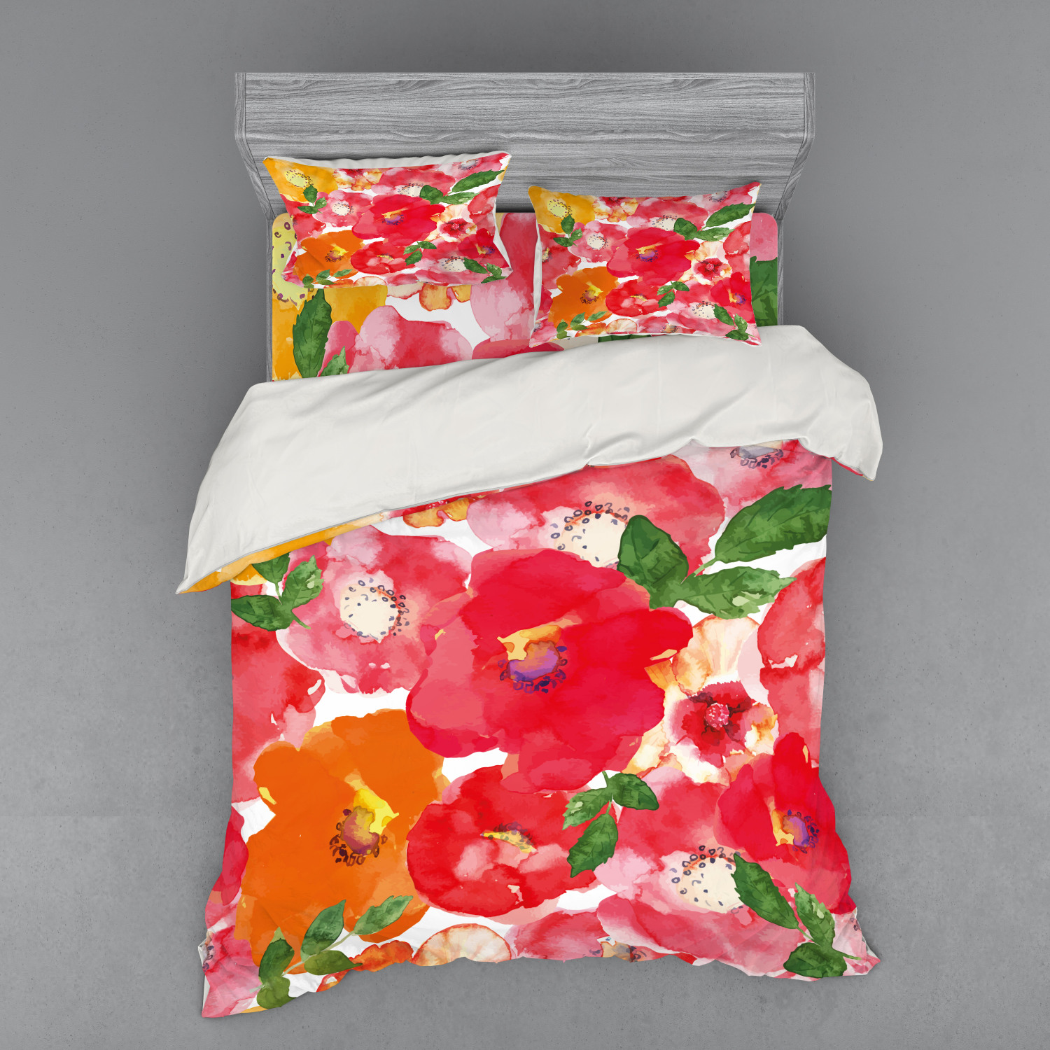 Ambesonne Flower Art Bedding Set Duvet Cover Sham Fitted Sheet in 3 Sizes - Picture 235 of 244
