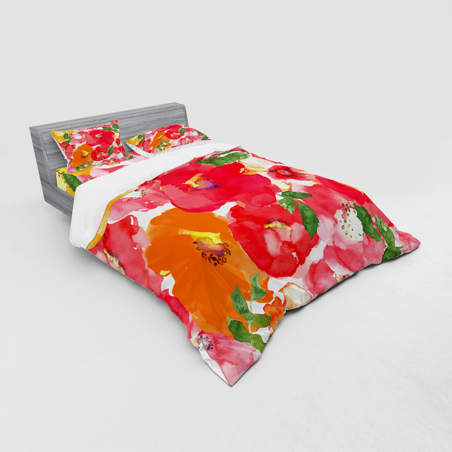 Ambesonne Flower Art Bedding Set Duvet Cover Sham Fitted Sheet in 3 Sizes - Picture 236 of 244