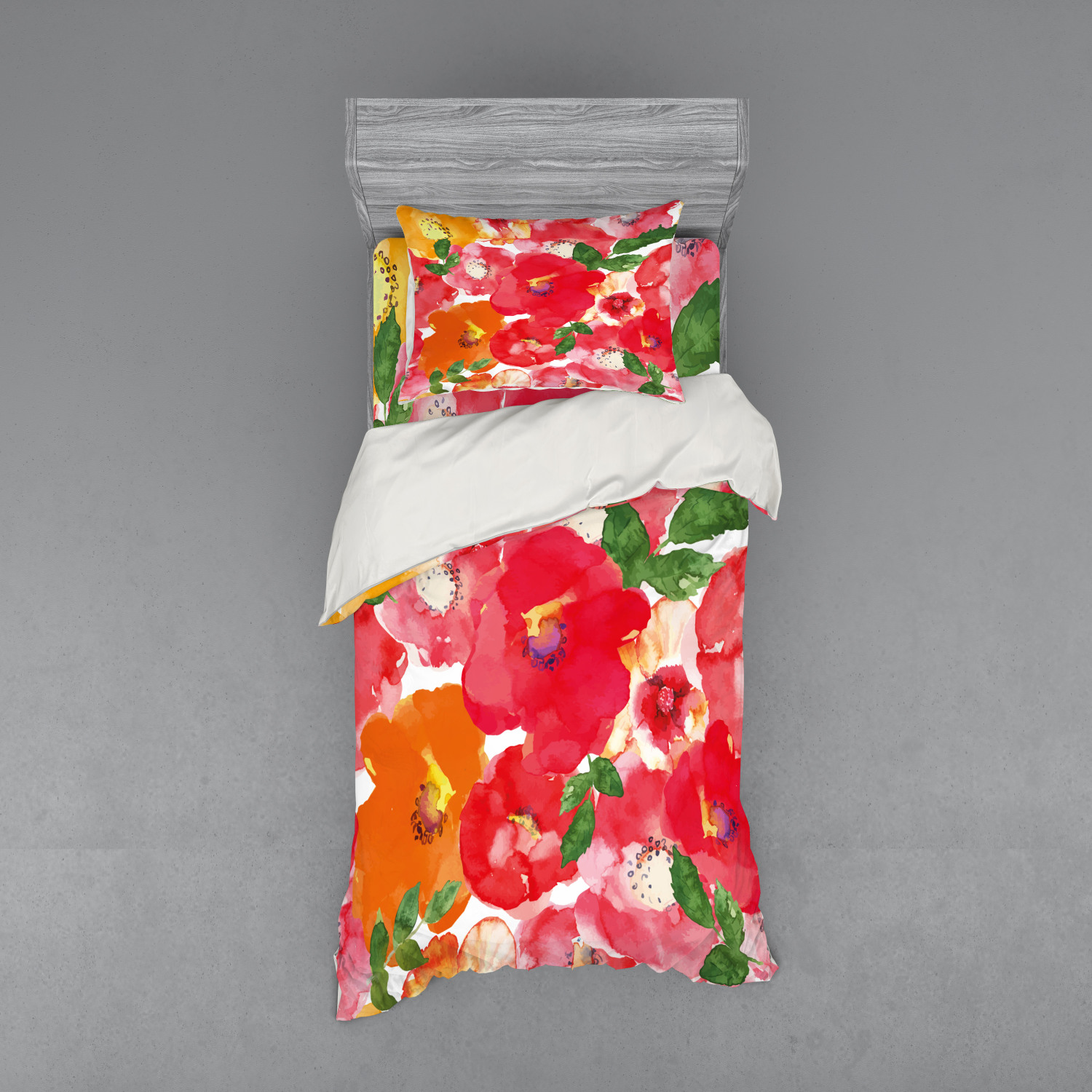 Ambesonne Flower Art Bedding Set Duvet Cover Sham Fitted Sheet in 3 Sizes - Picture 233 of 244