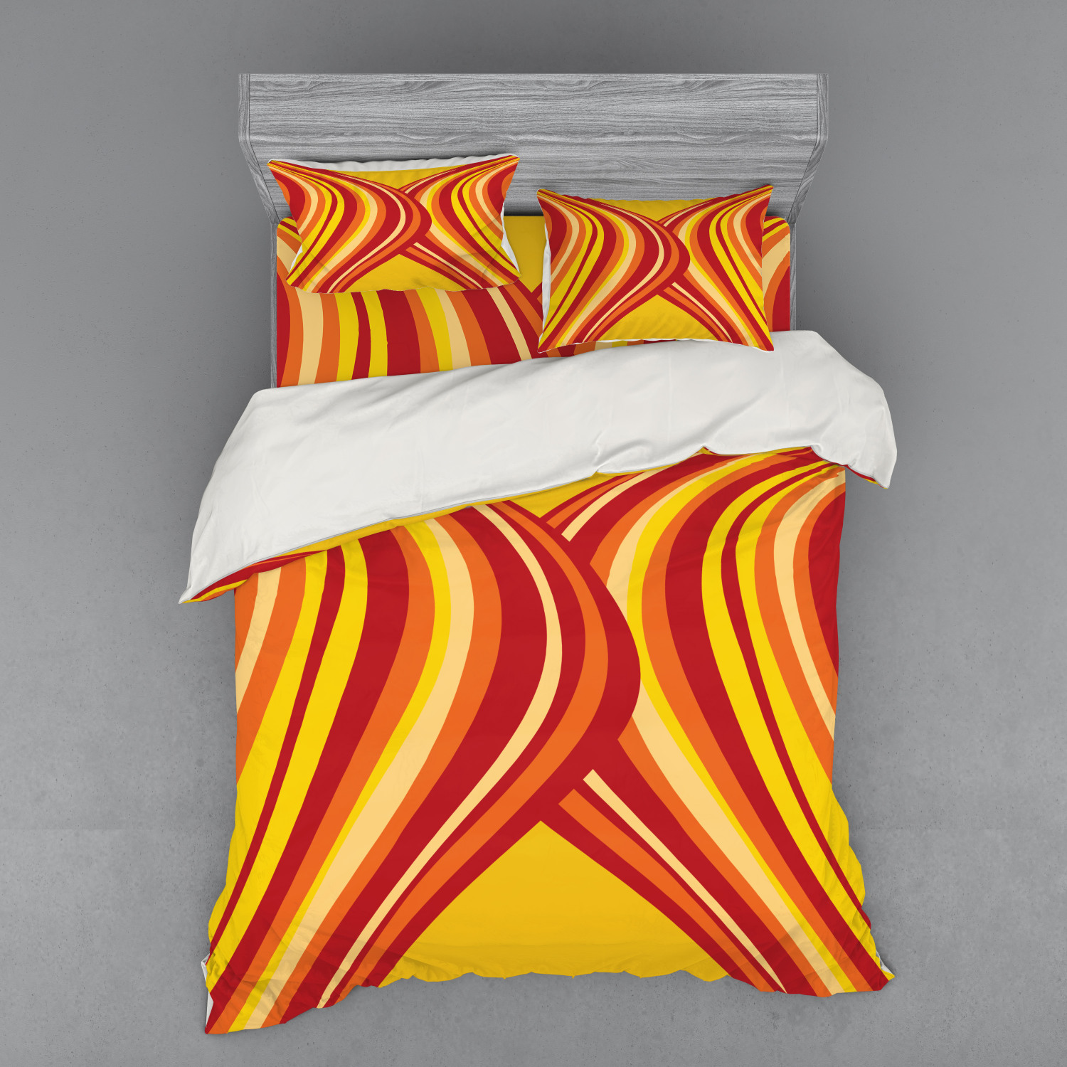 Ambesonne Retro Scene Bedding Set Duvet Cover Sham Fitted Sheet in 3 Sizes - Picture 223 of 244