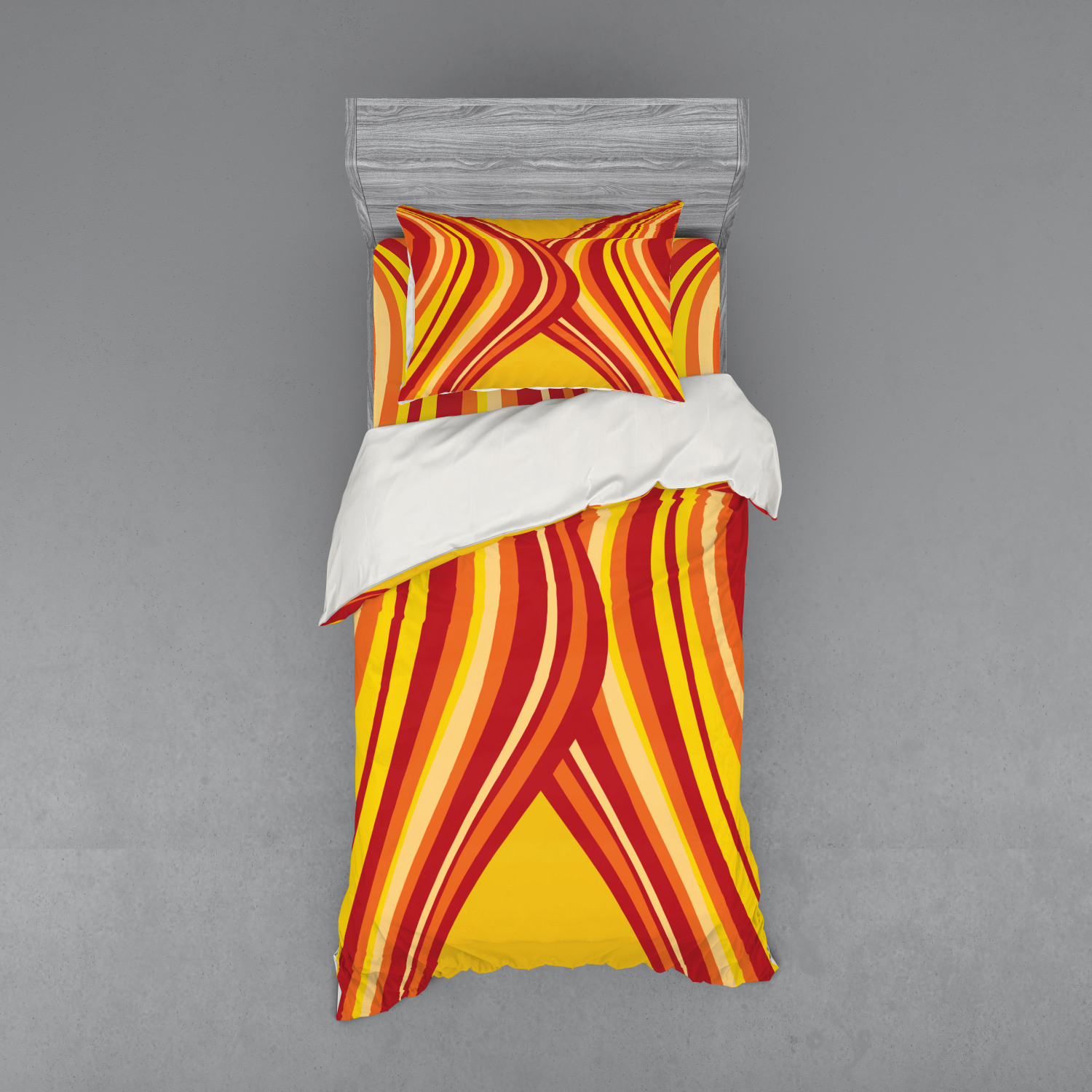 Ambesonne Retro Scene Bedding Set Duvet Cover Sham Fitted Sheet in 3 Sizes - Picture 221 of 244