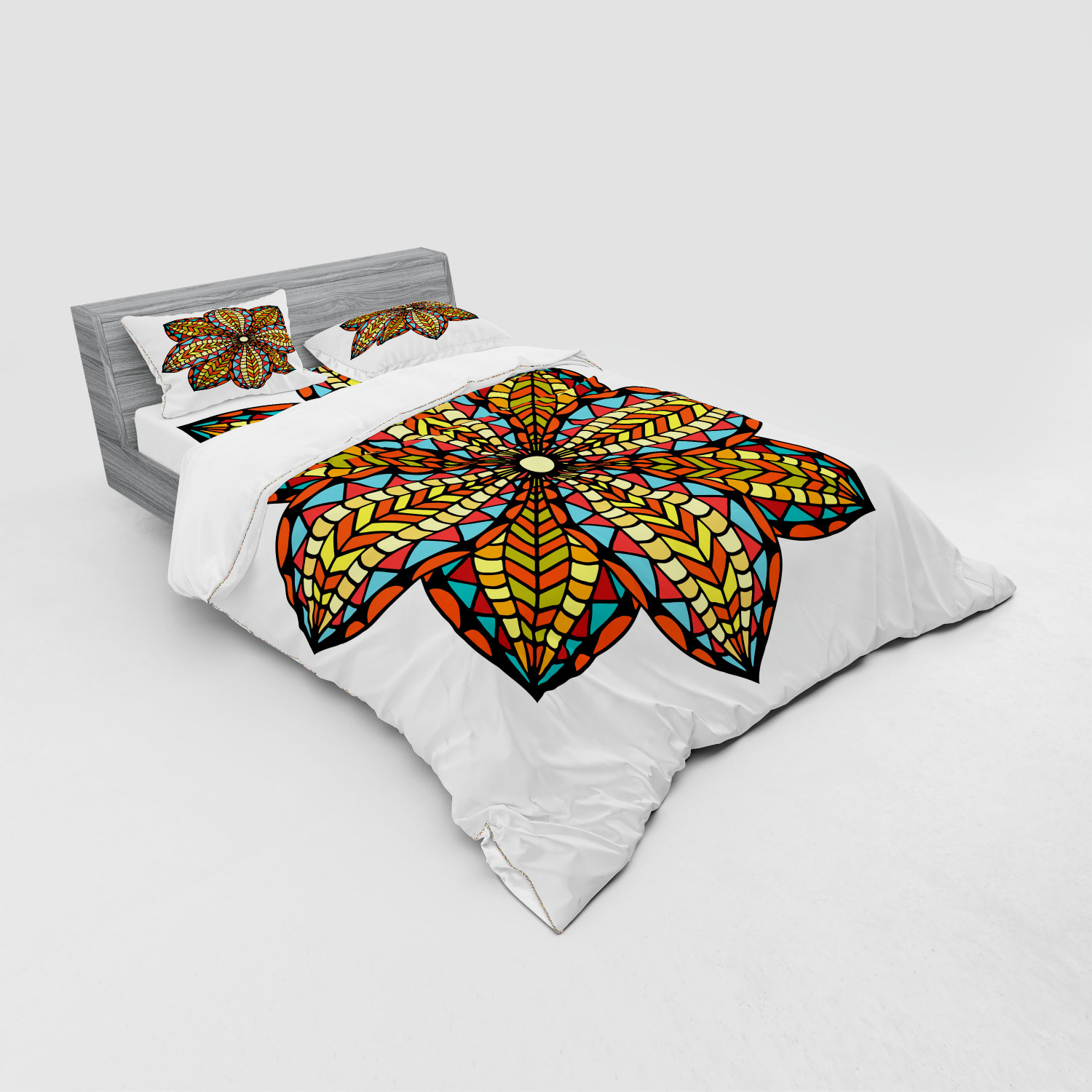 Ambesonne Mandala Bedding Set Duvet Cover Sham Fitted Sheet in 3 Sizes