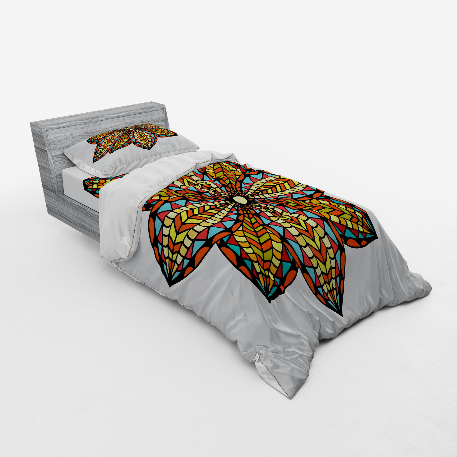 Ambesonne Mandala Bedding Set Duvet Cover Sham Fitted Sheet in 3 Sizes