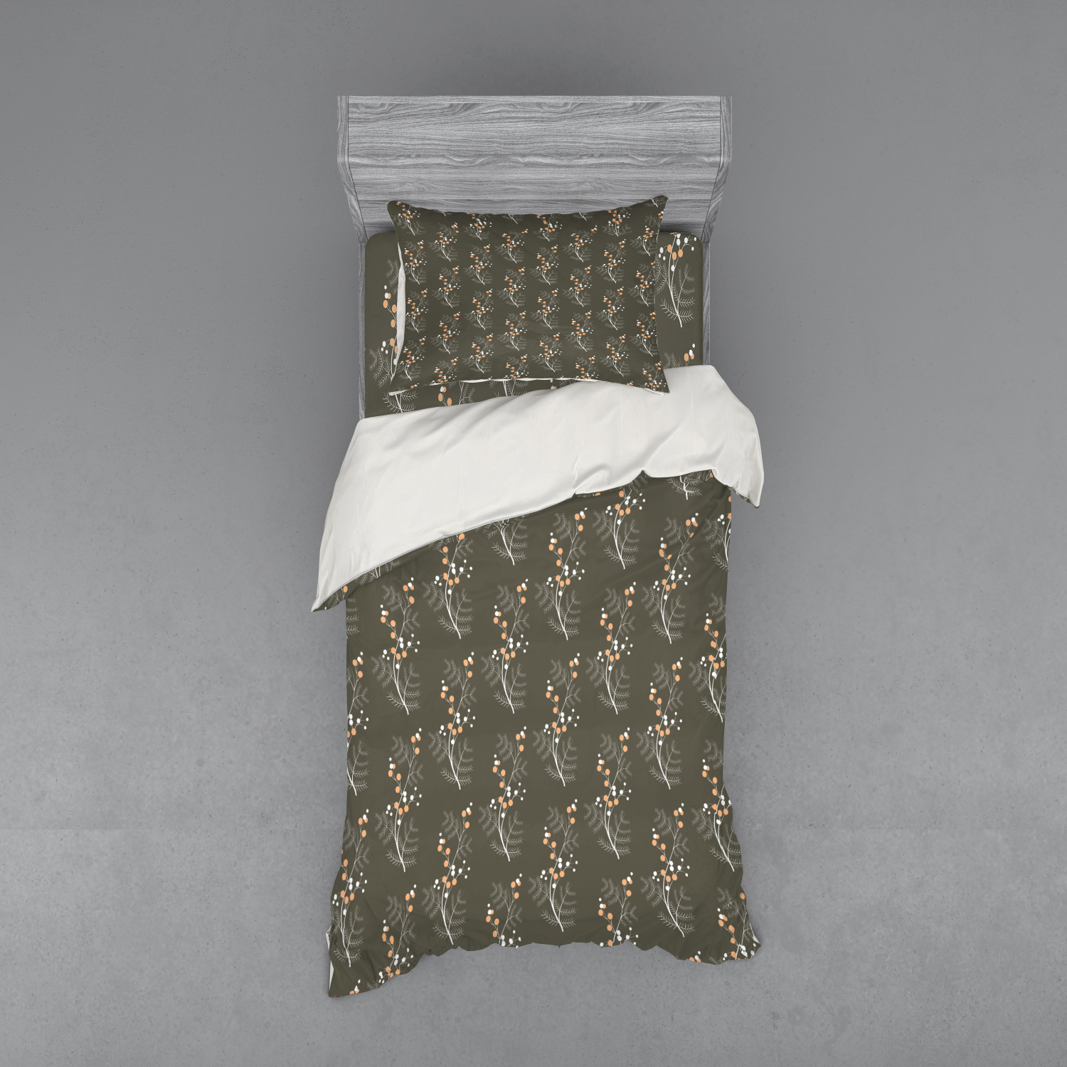 Ambesonne Flower Art Bedding Set Duvet Cover Sham Fitted Sheet in 3 Sizes - Picture 201 of 244