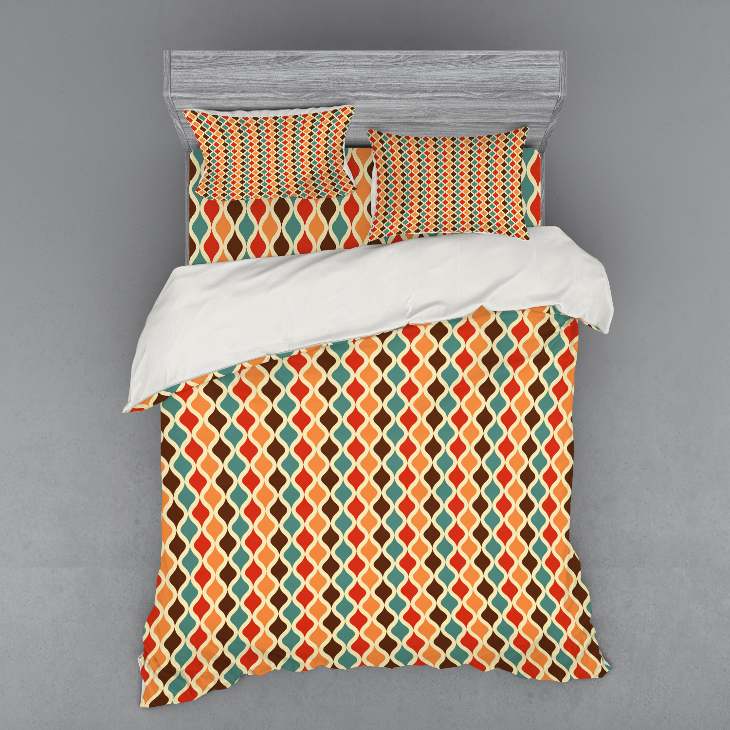 Ambesonne Retro Scene Bedding Set Duvet Cover Sham Fitted Sheet in 3 Sizes - Picture 87 of 244