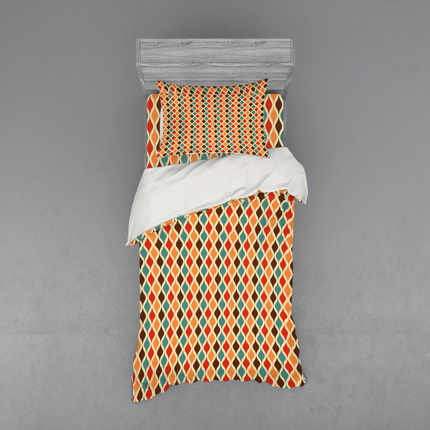 Ambesonne Retro Scene Bedding Set Duvet Cover Sham Fitted Sheet in 3 Sizes - Picture 85 of 244