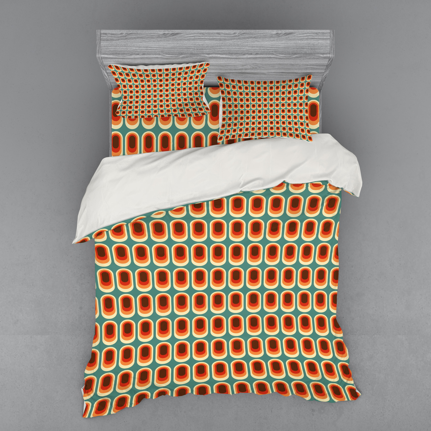 Ambesonne Retro Scene Bedding Set Duvet Cover Sham Fitted Sheet in 3 Sizes - Picture 211 of 244