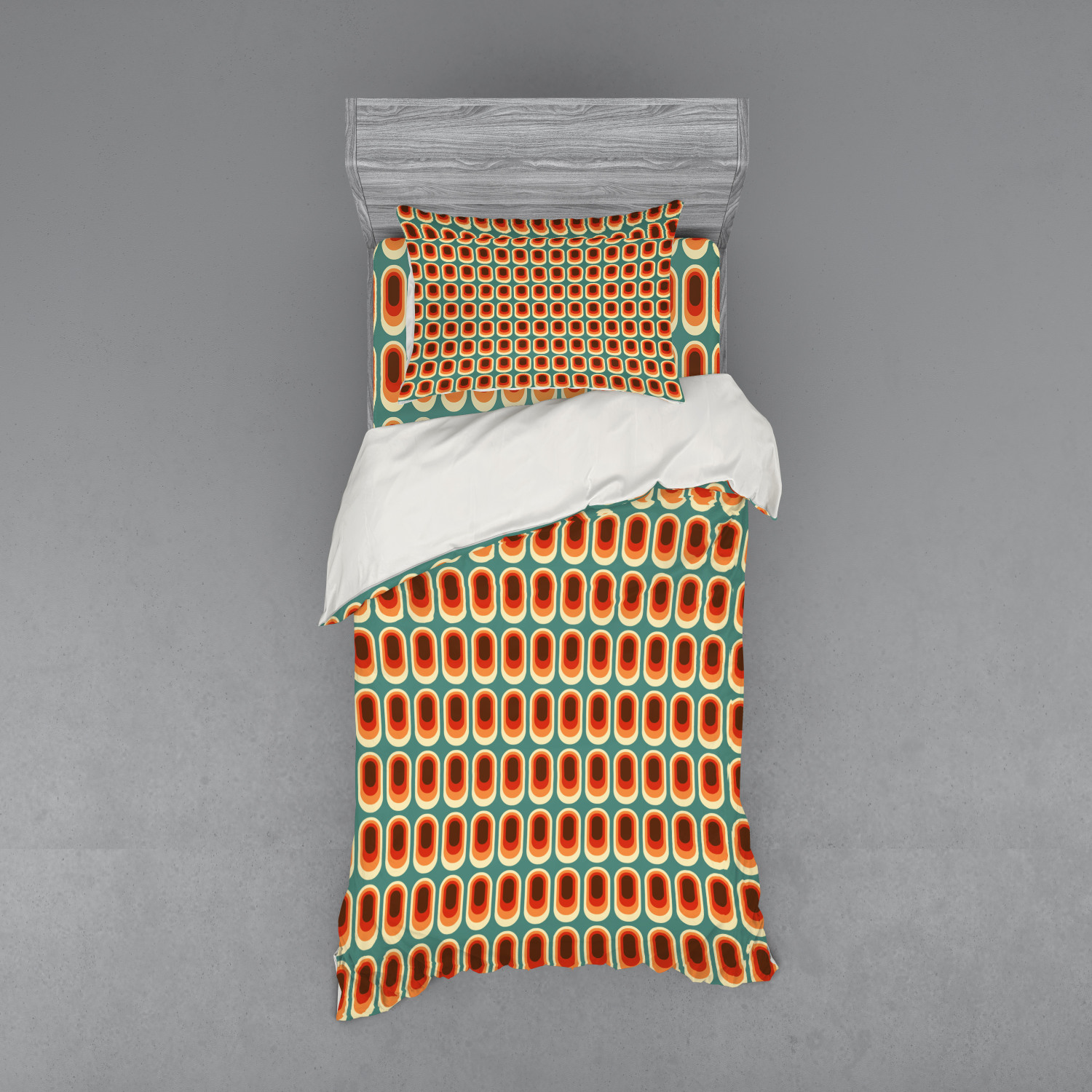Ambesonne Retro Scene Bedding Set Duvet Cover Sham Fitted Sheet in 3 Sizes - Picture 209 of 244