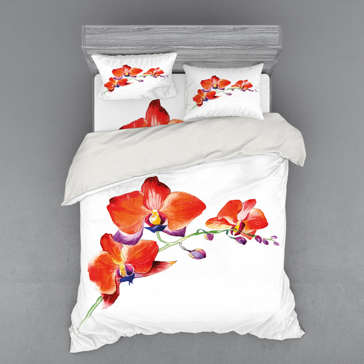 Ambesonne Flower Art Bedding Set Duvet Cover Sham Fitted Sheet in 3 Sizes - Picture 123 of 244