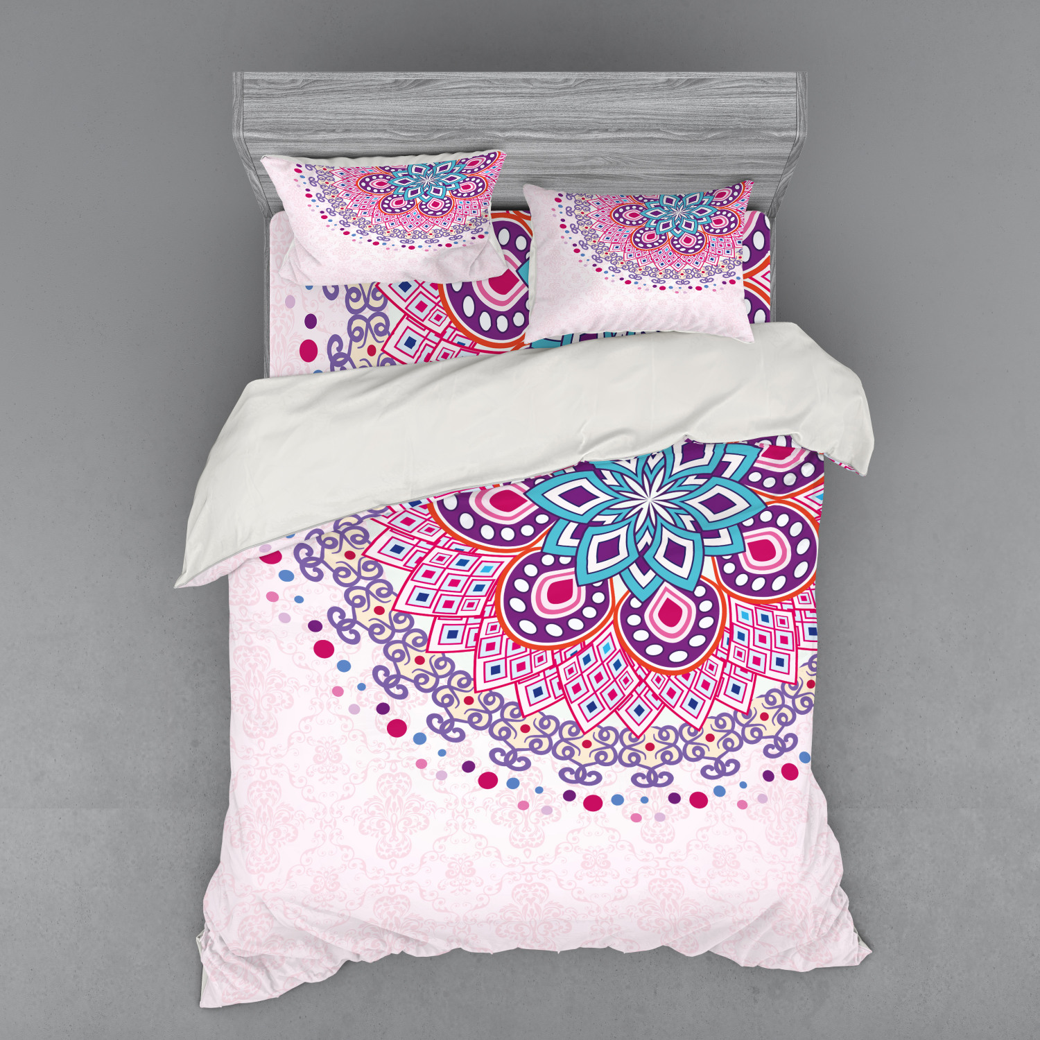 Ambesonne Mandala Bedding Set Duvet Cover Sham Fitted Sheet in 3 Sizes