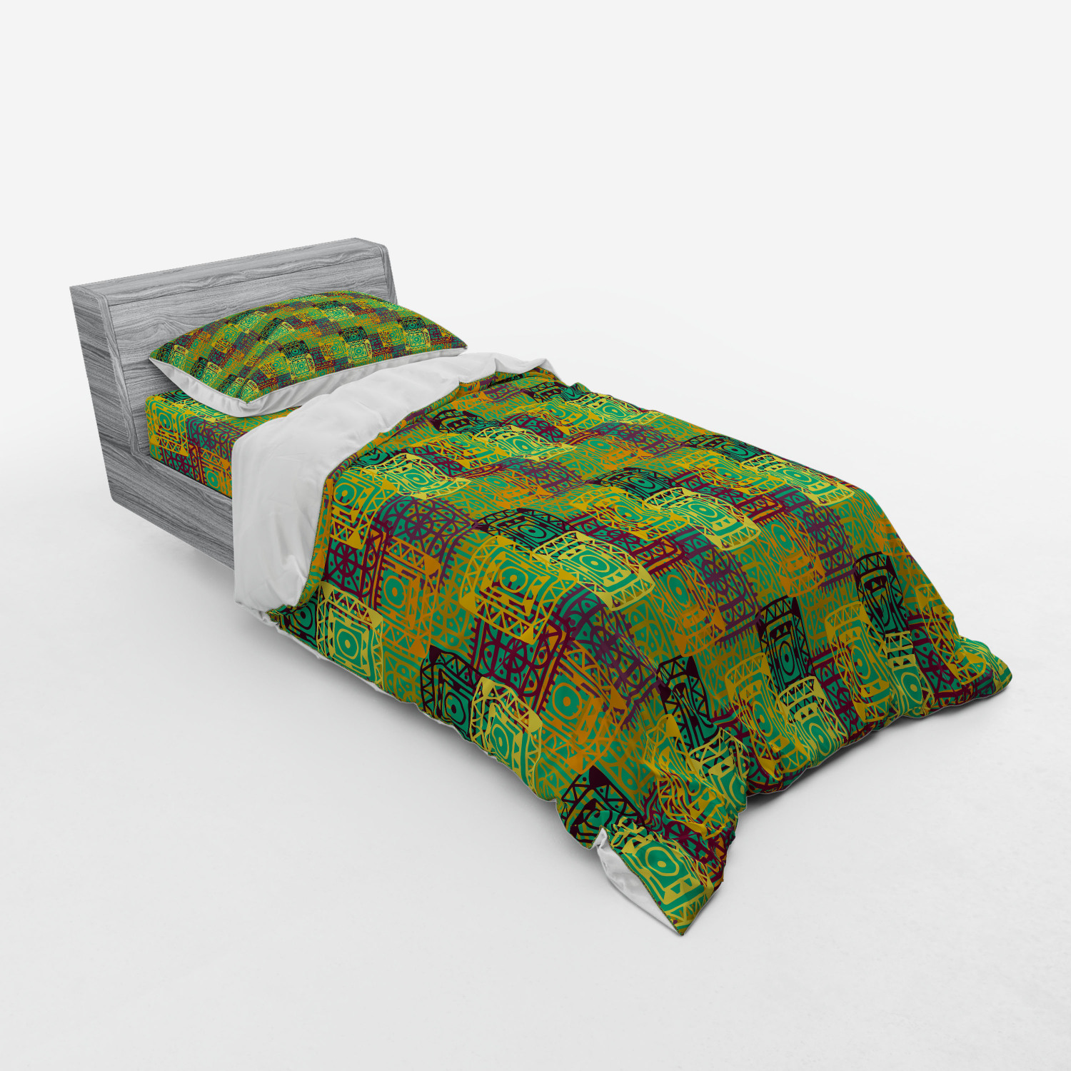 Ambesonne Ethnic Design Bedding Set Duvet Cover Sham Fitted Sheet in 3 Sizes - Picture 94 of 240
