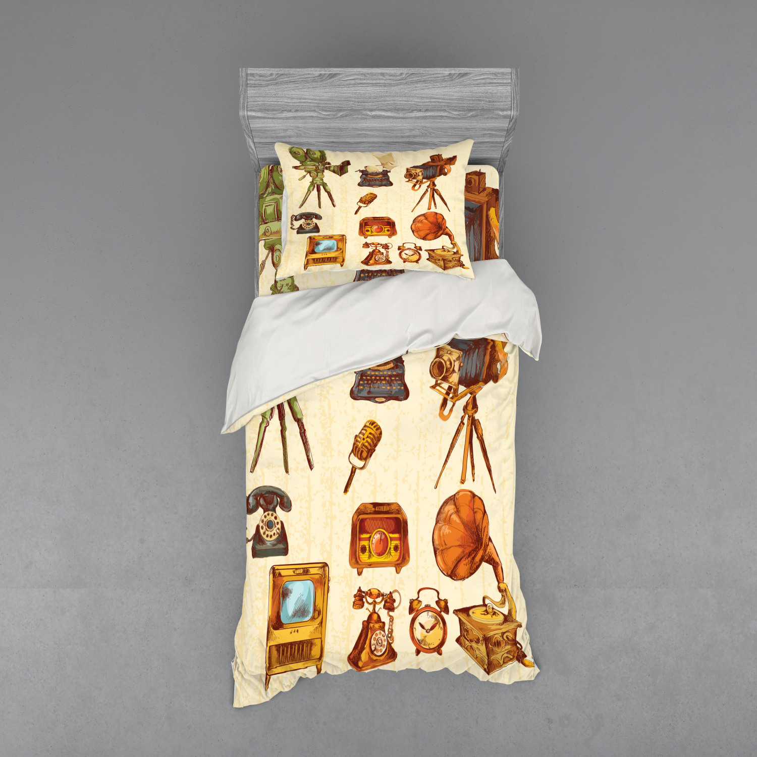 Ambesonne Vintage Scene Bedding Set Duvet Cover Sham Fitted Sheet in 3 Sizes - Picture 189 of 244