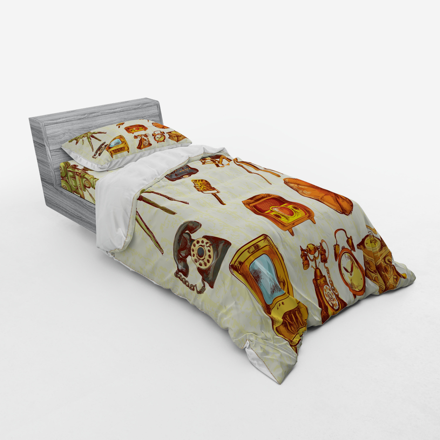Ambesonne Vintage Scene Bedding Set Duvet Cover Sham Fitted Sheet in 3 Sizes - Picture 190 of 244