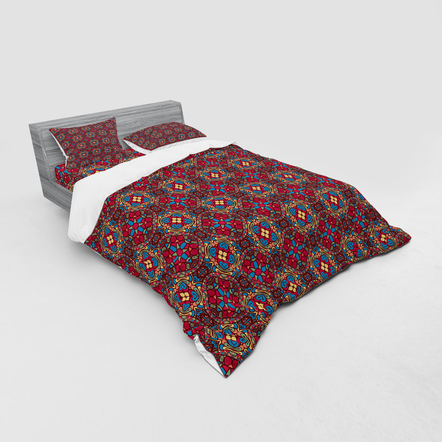 Ambesonne Retro Scene Bedding Set Duvet Cover Sham Fitted Sheet in 3 Sizes - Picture 188 of 244