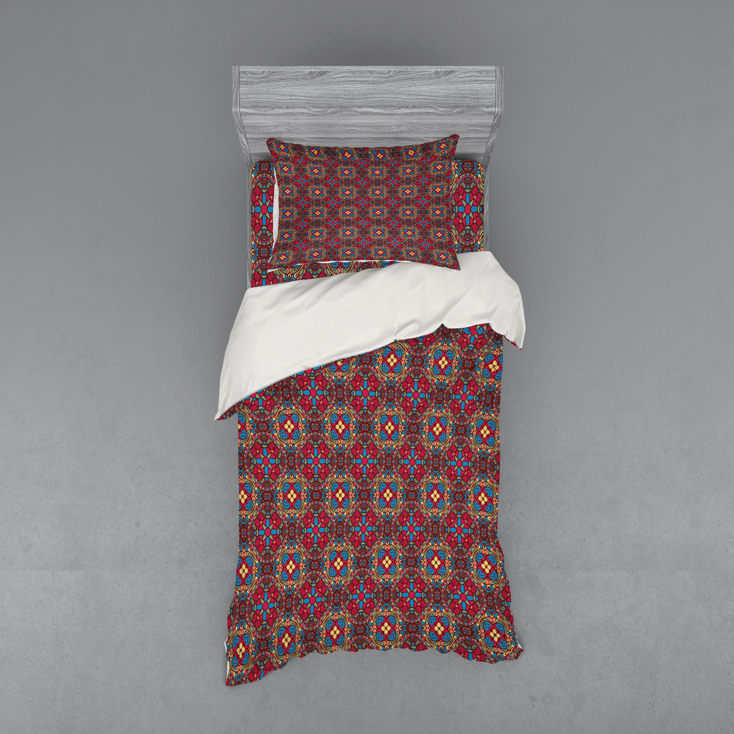 Ambesonne Retro Scene Bedding Set Duvet Cover Sham Fitted Sheet in 3 Sizes - Picture 185 of 244