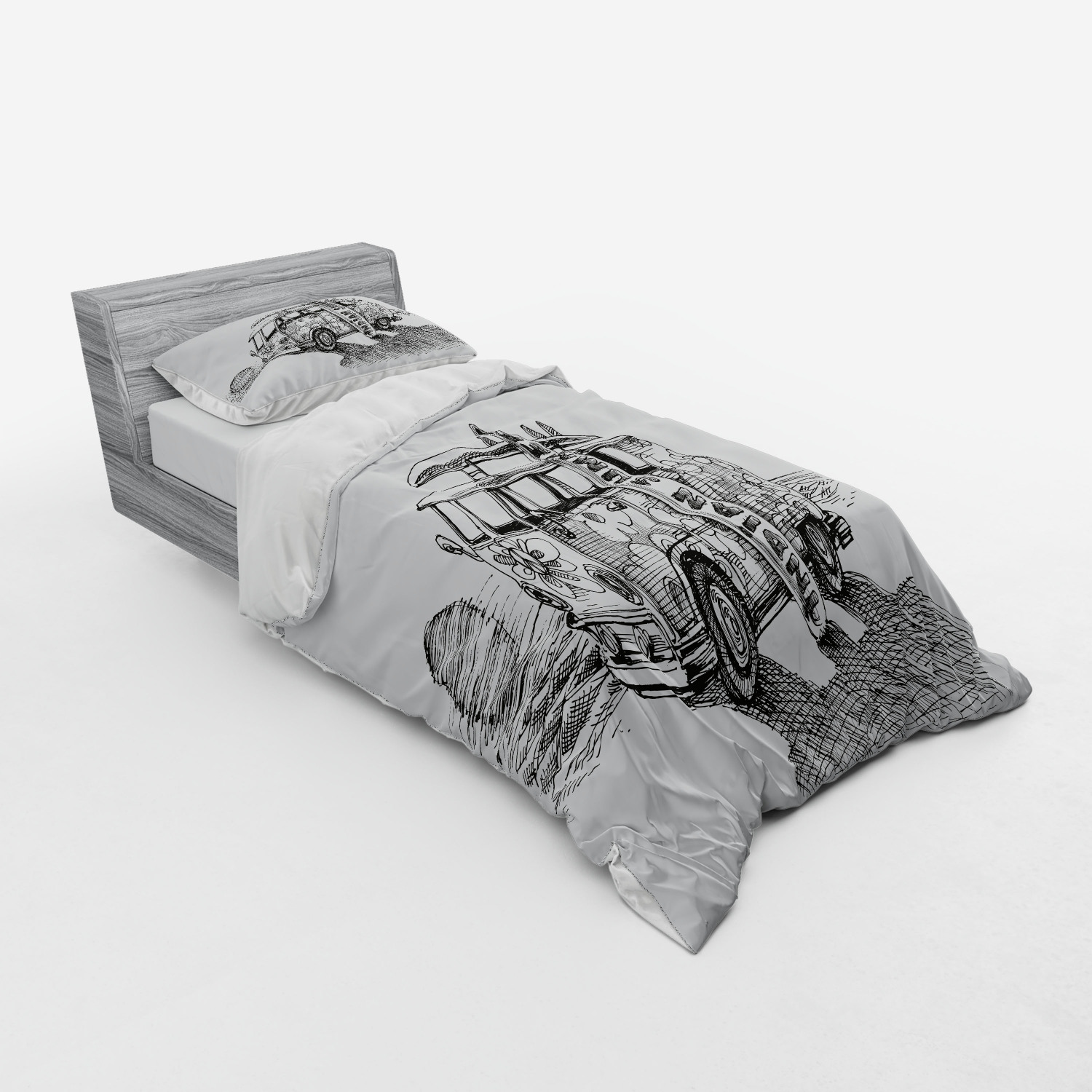 Ambesonne Vintage Scene Bedding Set Duvet Cover Sham Fitted Sheet in 3 Sizes - Picture 226 of 244