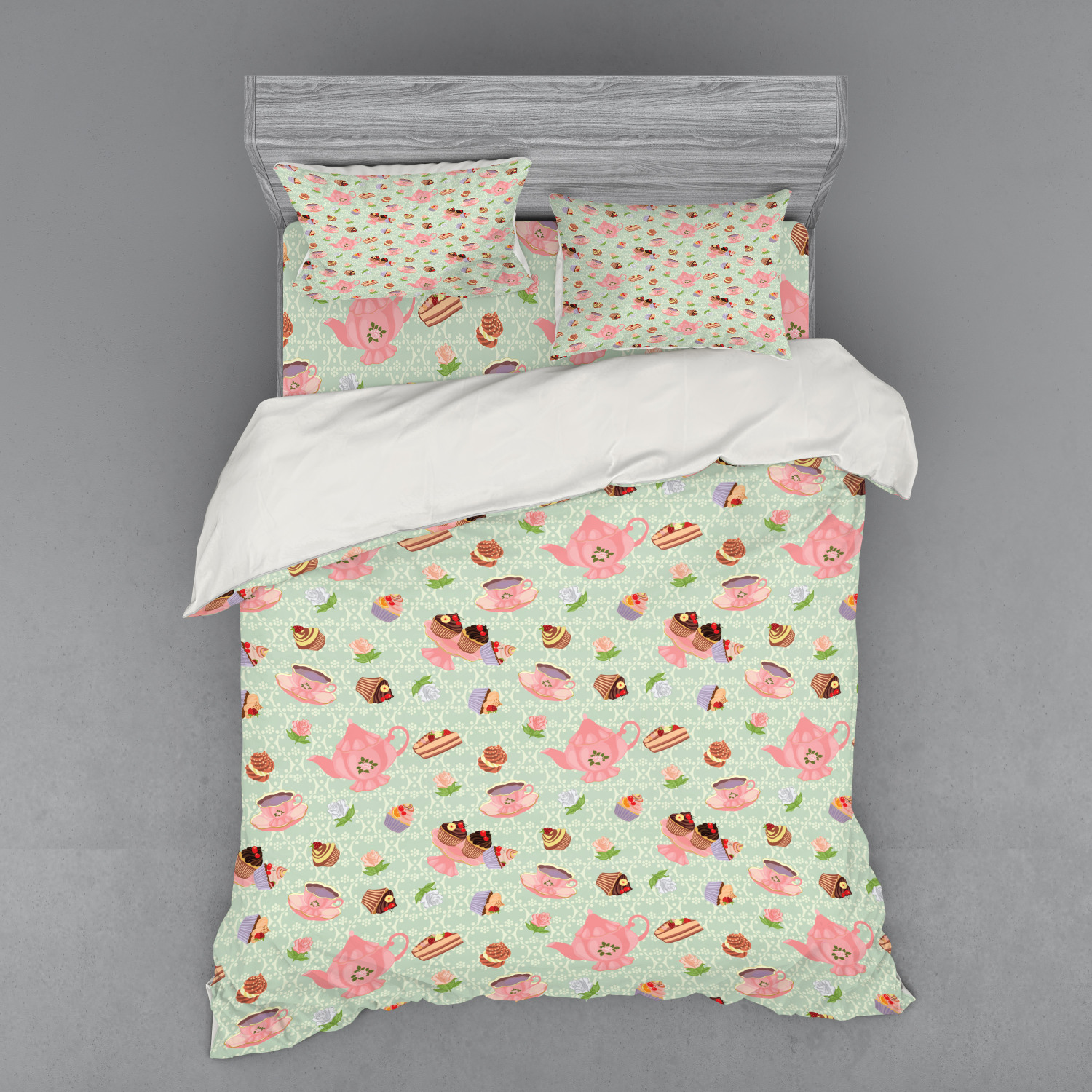 Ambesonne Retro Scene Bedding Set Duvet Cover Sham Fitted Sheet in 3 Sizes - Picture 175 of 244