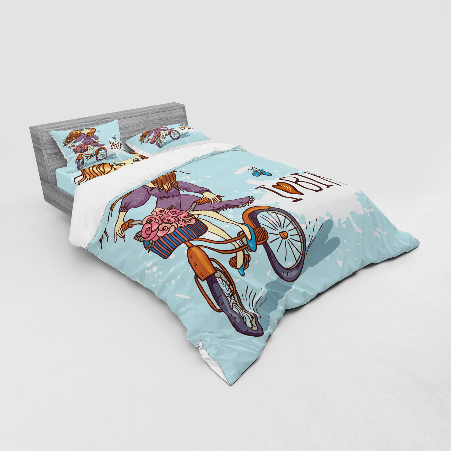 Ambesonne Retro Scene Bedding Set Duvet Cover Sham Fitted Sheet in 3 Sizes - Picture 28 of 244