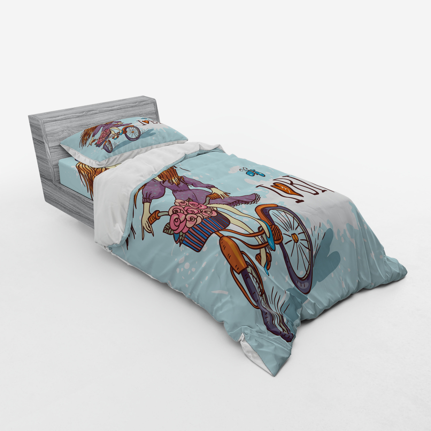 Ambesonne Retro Scene Bedding Set Duvet Cover Sham Fitted Sheet in 3 Sizes - Picture 26 of 244