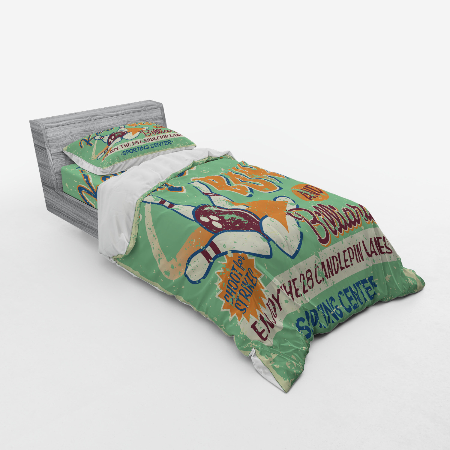 Ambesonne Retro Scene Bedding Set Duvet Cover Sham Fitted Sheet in 3 Sizes - Picture 206 of 244