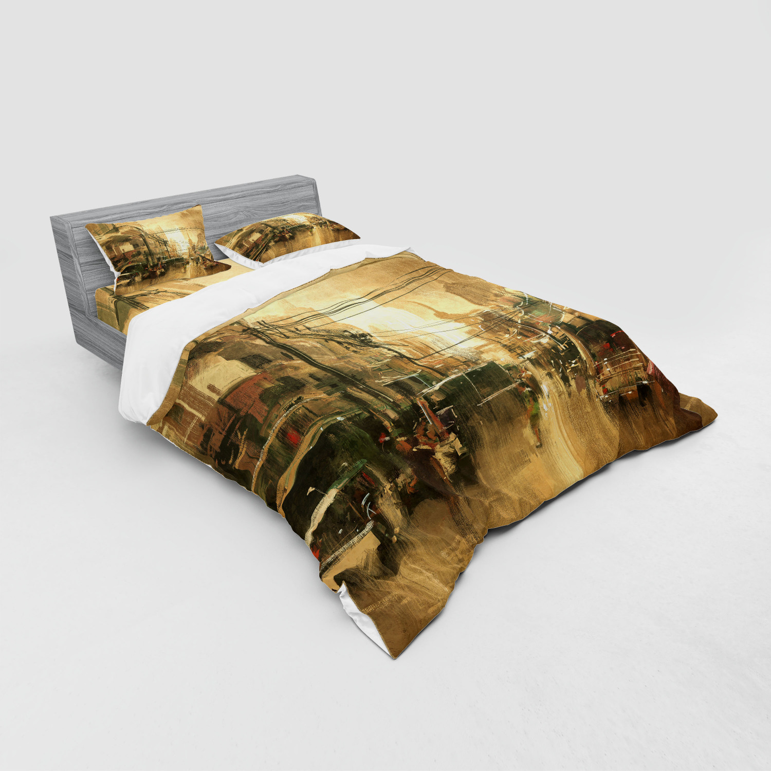 Ambesonne Retro Scene Bedding Set Duvet Cover Sham Fitted Sheet in 3 Sizes - Picture 44 of 244