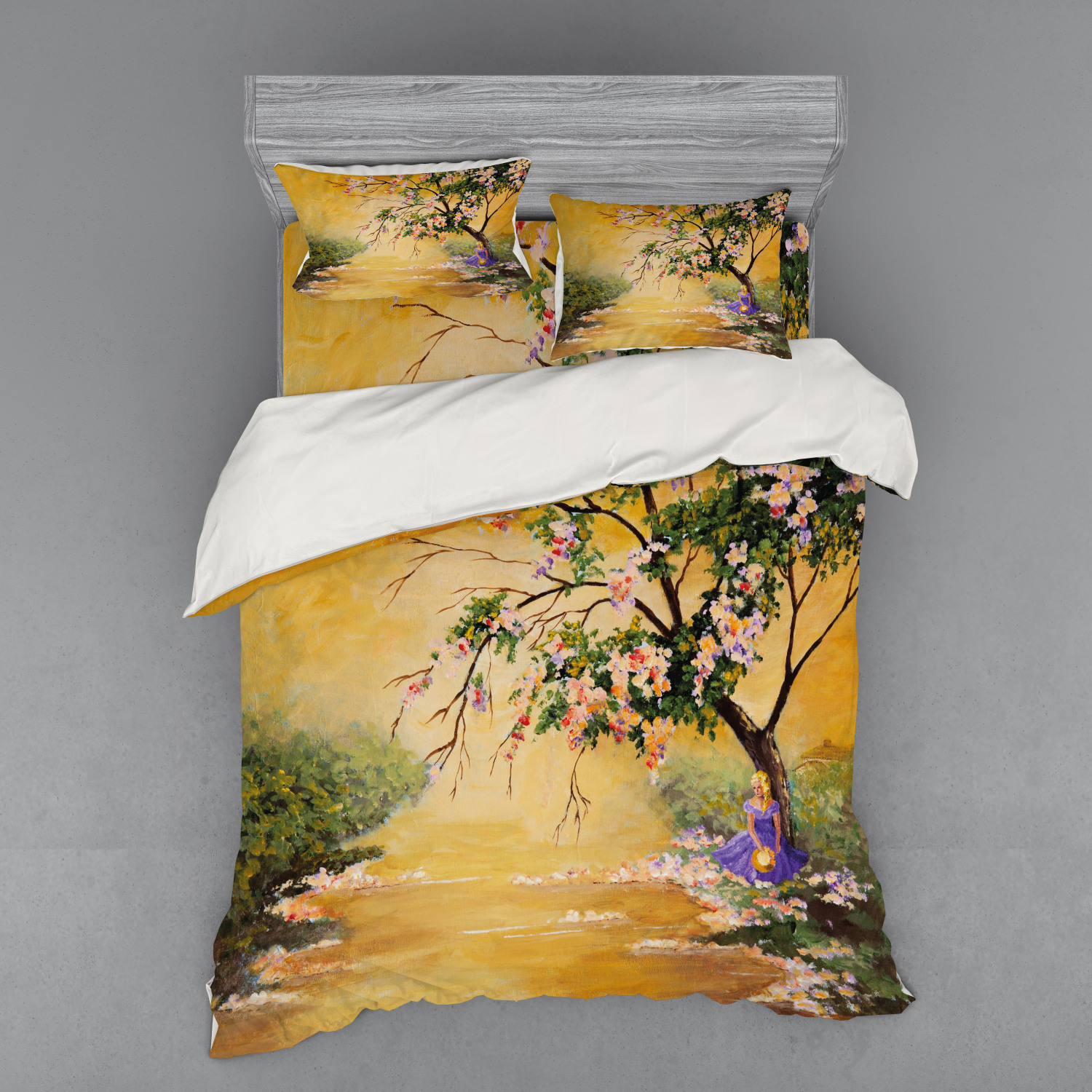 Ambesonne Landscape View Bedding Set Duvet Cover Sham Fitted Sheet in 3 ...