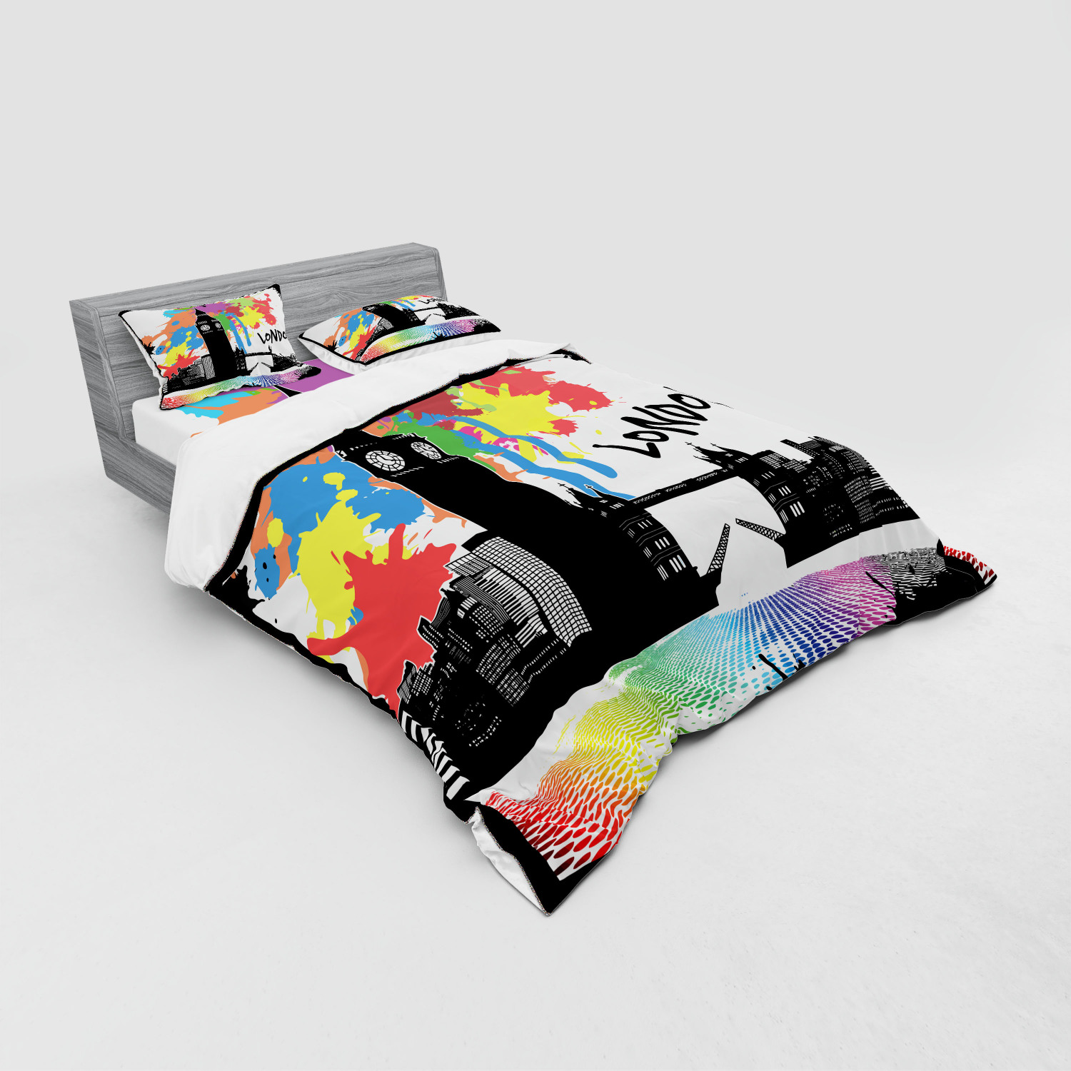 Ambesonne Retro Scene Bedding Set Duvet Cover Sham Fitted Sheet in 3 Sizes - Picture 56 of 244