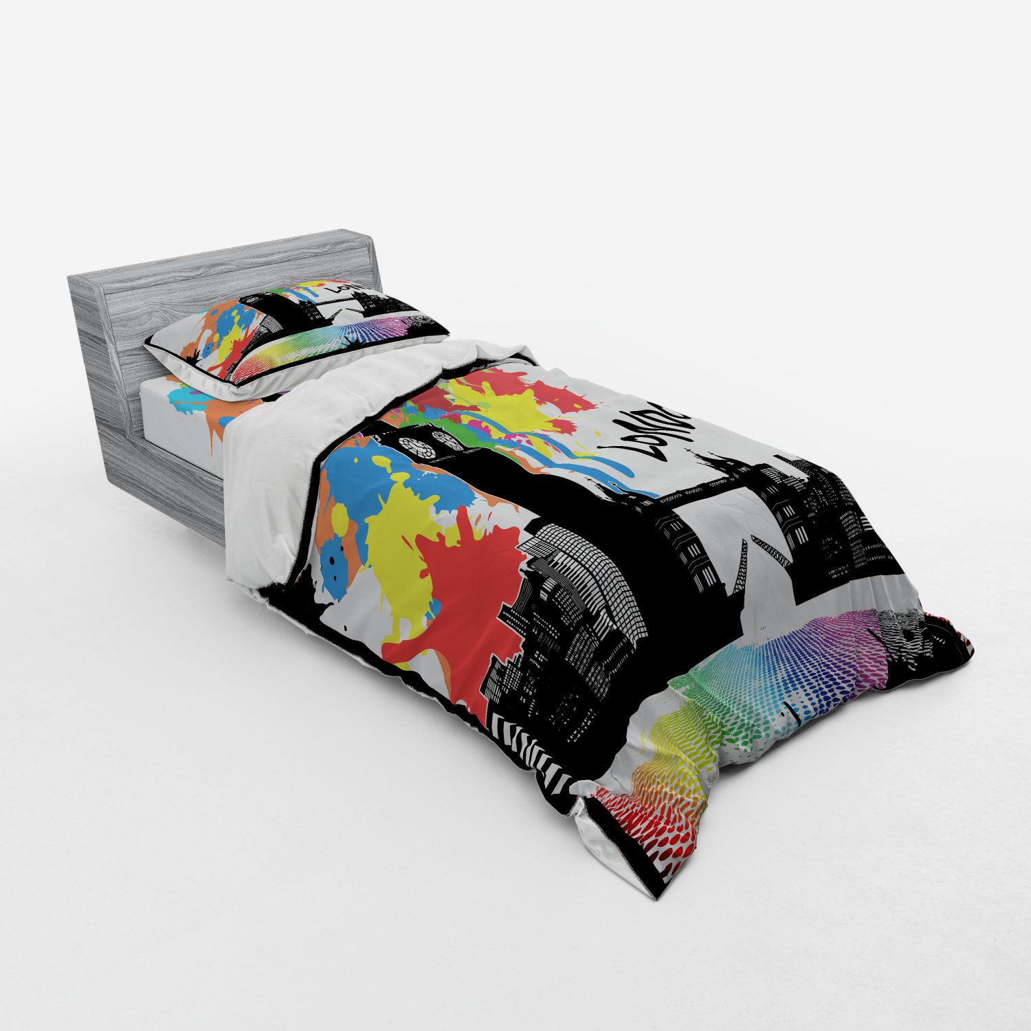 Ambesonne Retro Scene Bedding Set Duvet Cover Sham Fitted Sheet in 3 Sizes - Picture 54 of 244