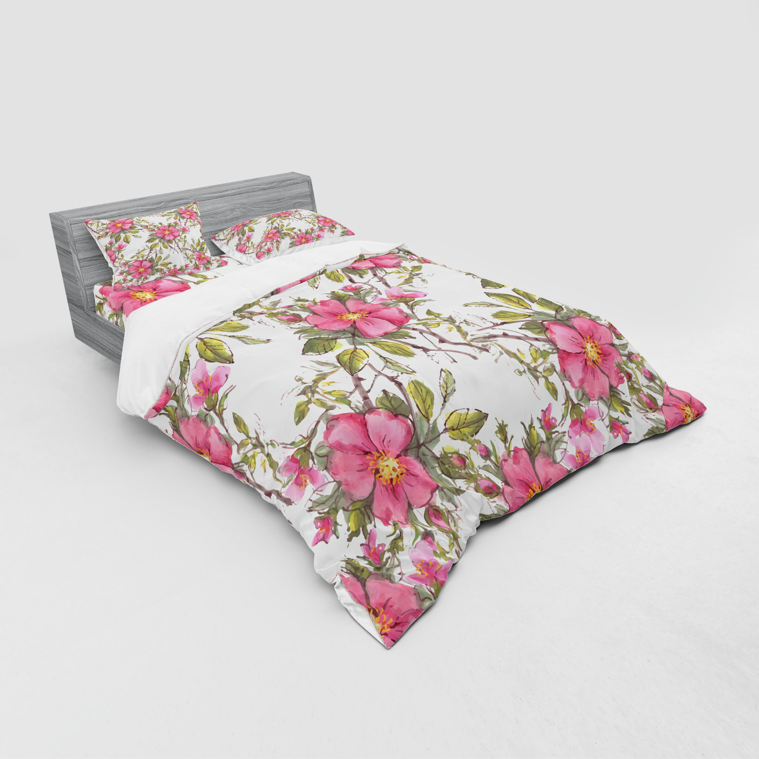 Ambesonne Flower Art Bedding Set Duvet Cover Sham Fitted Sheet in 3 Sizes - Picture 68 of 244