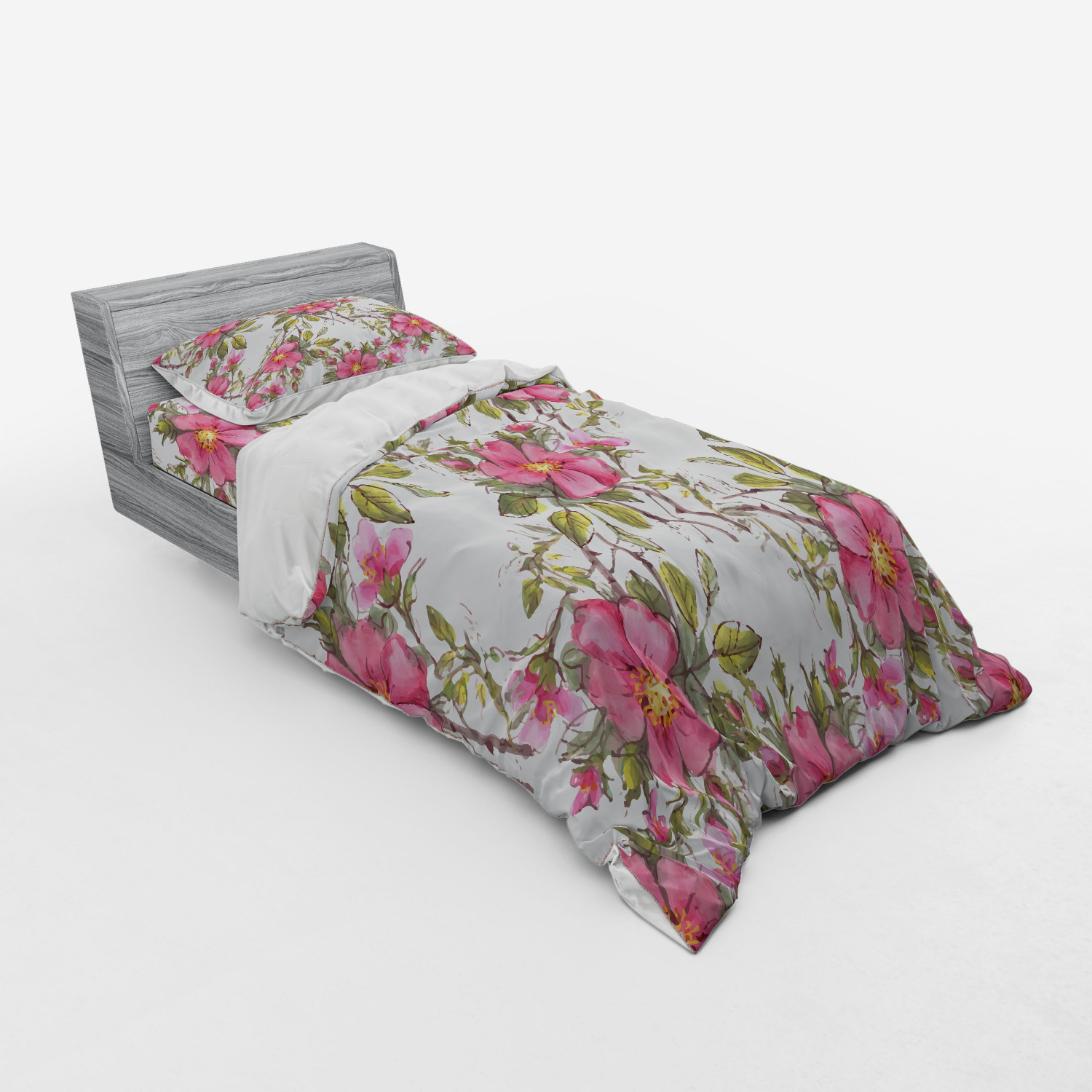 Ambesonne Flower Art Bedding Set Duvet Cover Sham Fitted Sheet in 3 Sizes - Picture 66 of 244
