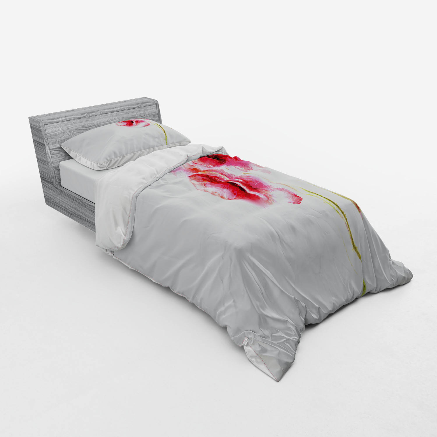 Ambesonne Flower Art Bedding Set Duvet Cover Sham Fitted Sheet in 3 Sizes - Picture 154 of 244