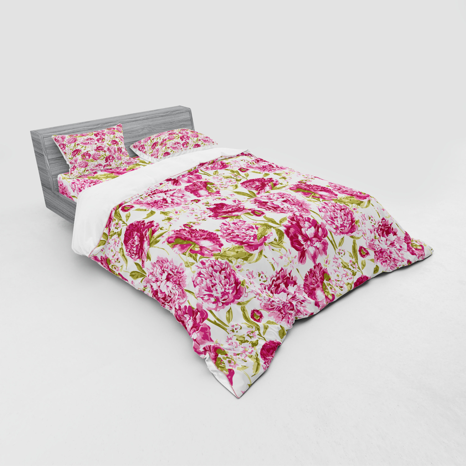Ambesonne Flower Art Bedding Set Duvet Cover Sham Fitted Sheet in 3 Sizes - Picture 140 of 244