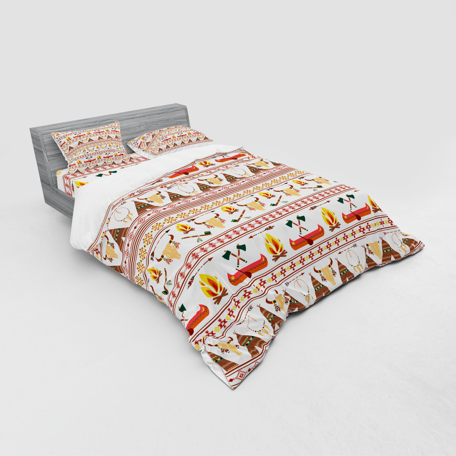 Ambesonne Ethnic Design Bedding Set Duvet Cover Sham Fitted Sheet in 3 Sizes - Picture 44 of 240