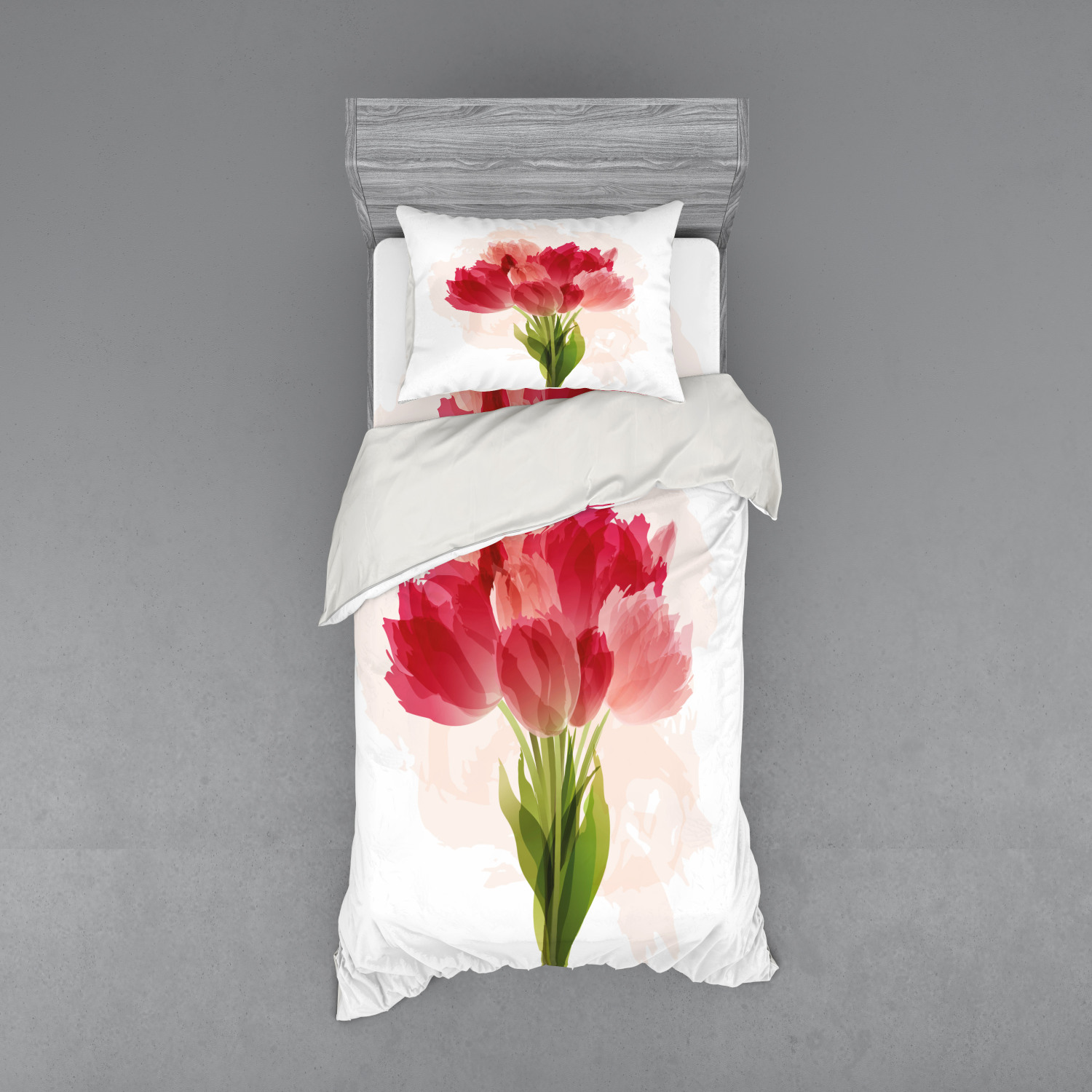 Ambesonne Flower Art Bedding Set Duvet Cover Sham Fitted Sheet in 3 Sizes - Picture 237 of 244