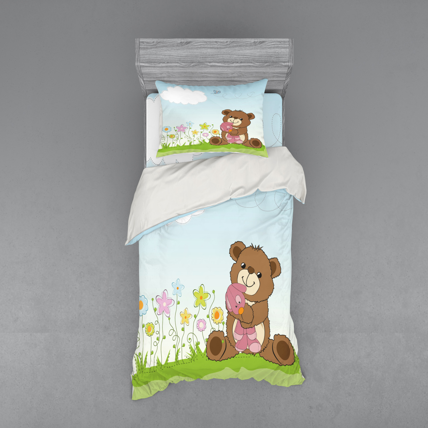 Ambesonne Flower Art Bedding Set Duvet Cover Sham Fitted Sheet in 3 Sizes - Picture 41 of 244