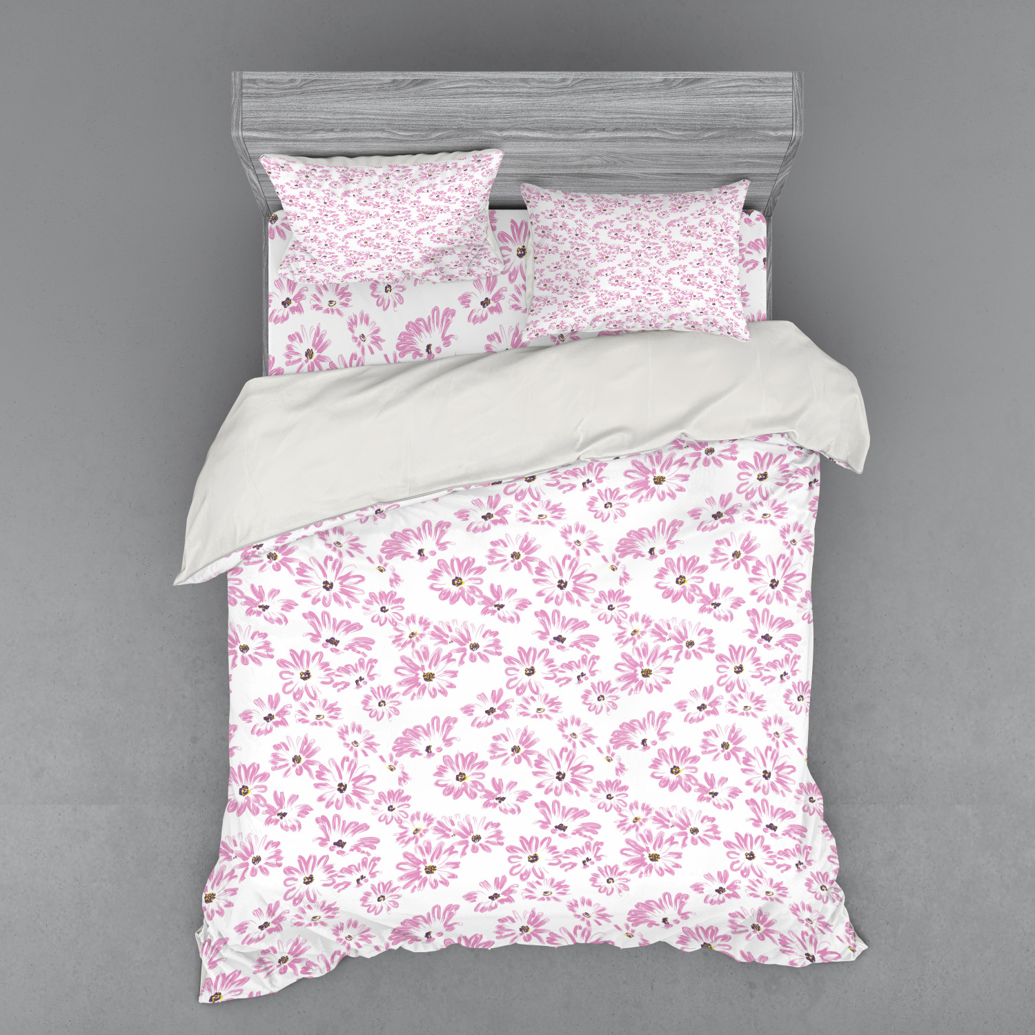 Ambesonne Flower Art Bedding Set Duvet Cover Sham Fitted Sheet in 3 Sizes - Picture 163 of 244