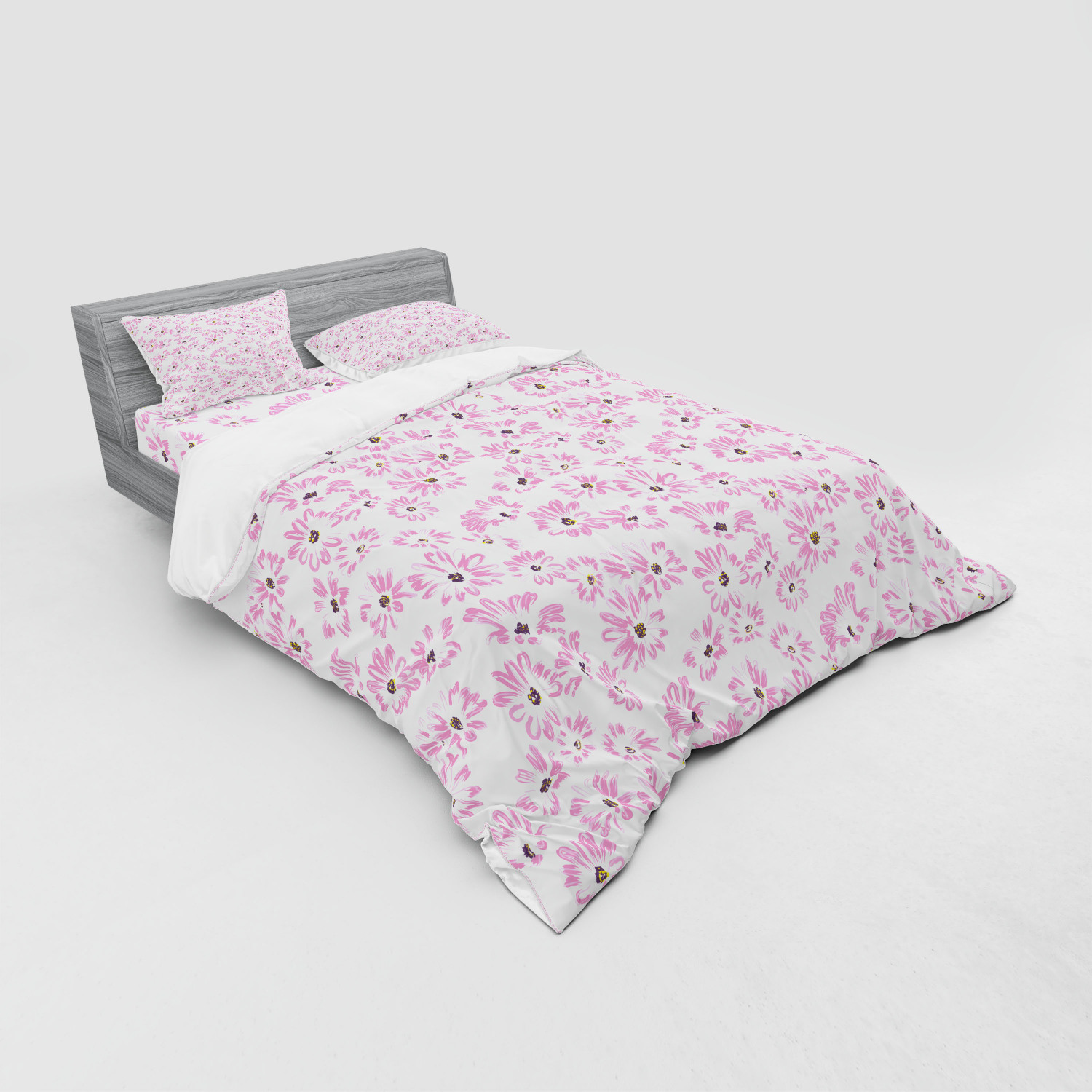 Ambesonne Flower Art Bedding Set Duvet Cover Sham Fitted Sheet in 3 Sizes - Picture 164 of 244