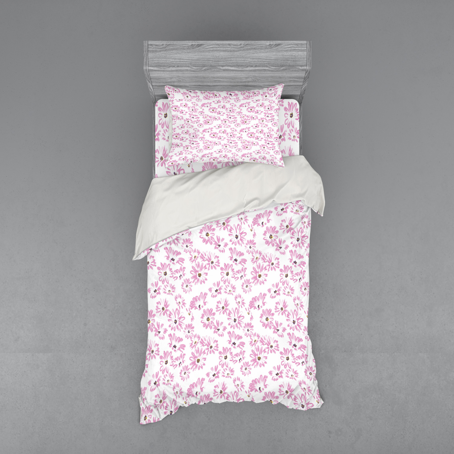 Ambesonne Flower Art Bedding Set Duvet Cover Sham Fitted Sheet in 3 Sizes - Picture 161 of 244