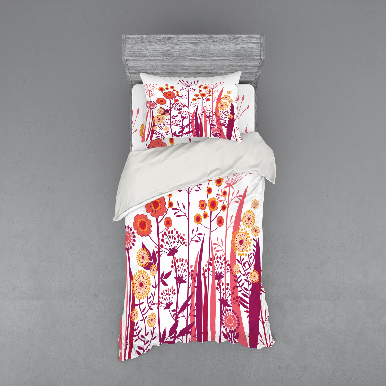 Ambesonne Flower Art Bedding Set Duvet Cover Sham Fitted Sheet in 3 Sizes - Picture 145 of 244