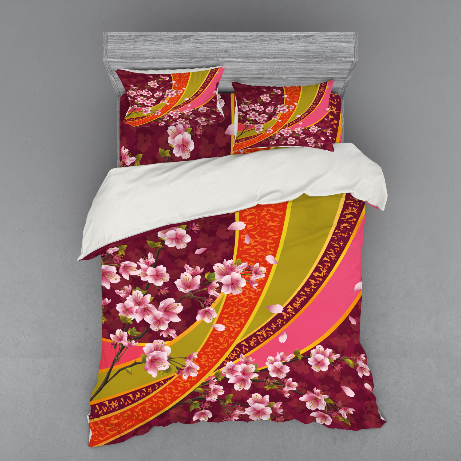 Ambesonne Flower Art Bedding Set Duvet Cover Sham Fitted Sheet in 3 Sizes - Picture 187 of 244