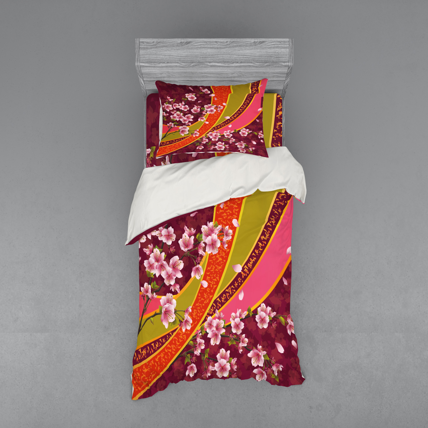 Ambesonne Flower Art Bedding Set Duvet Cover Sham Fitted Sheet in 3 Sizes - Picture 185 of 244