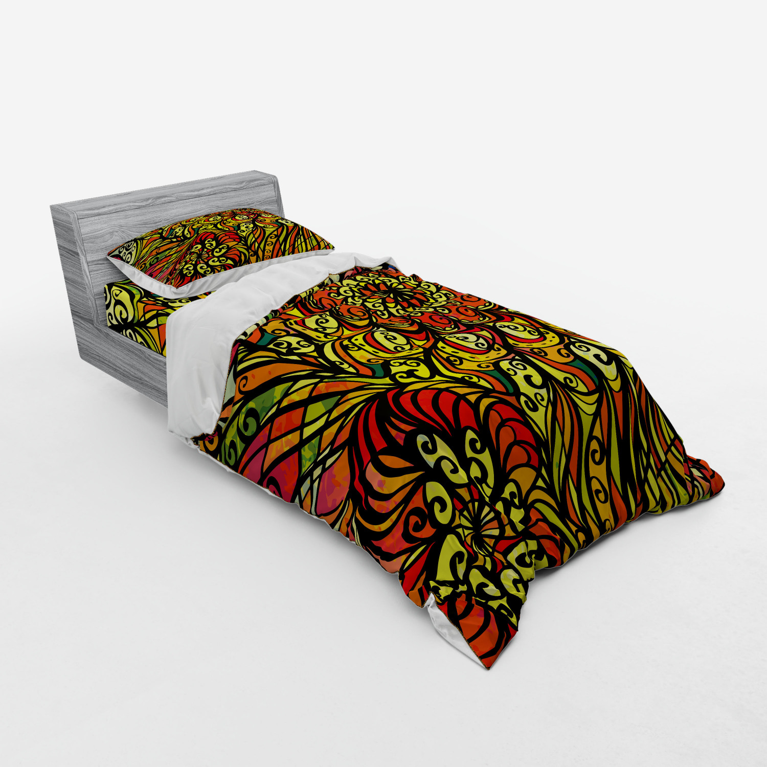 Ambesonne Colorful Nature Bedding Set Duvet Cover Sham Fitted