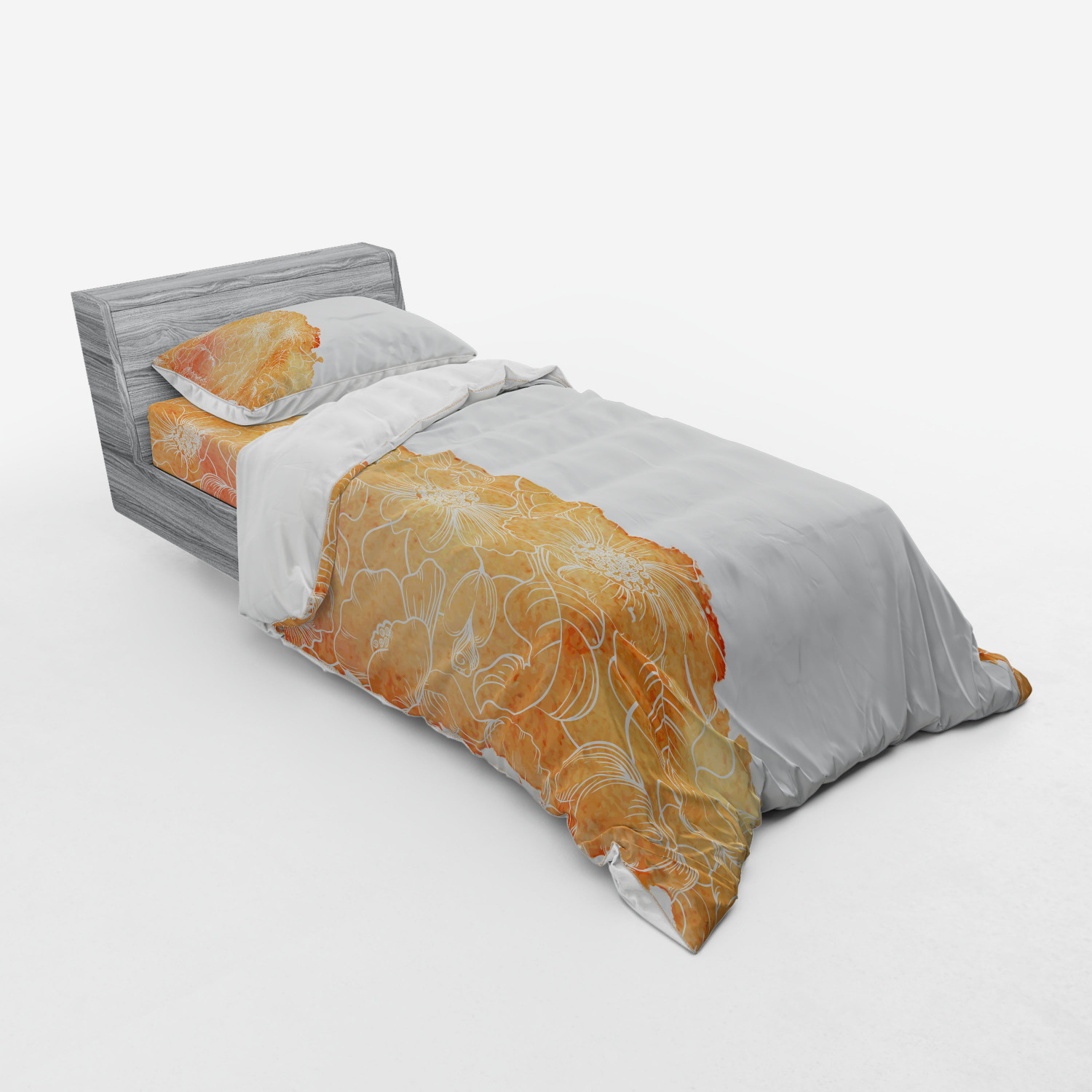 Ambesonne Flower Art Bedding Set Duvet Cover Sham Fitted Sheet in 3 Sizes - Picture 86 of 244